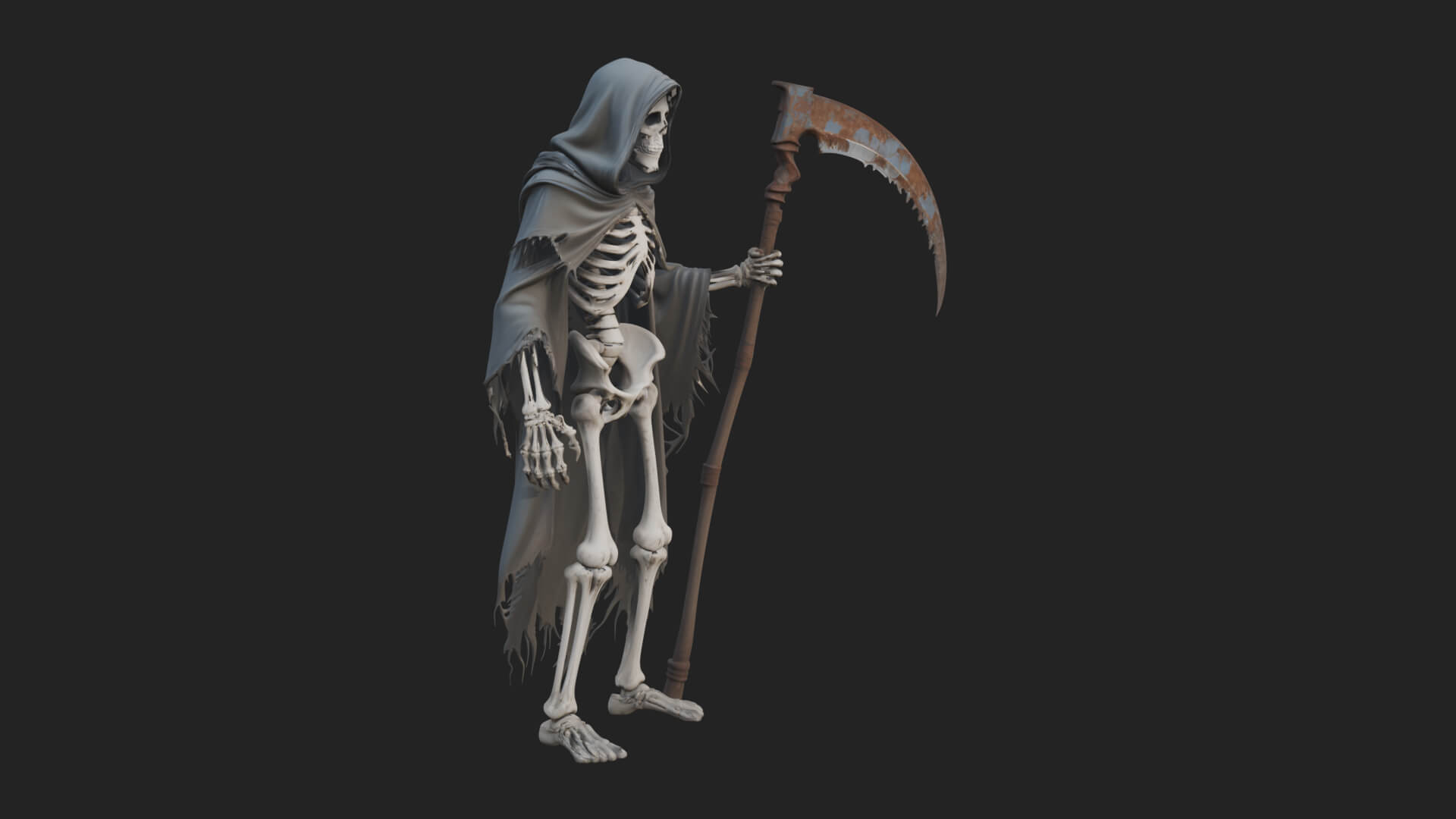 Hooded Skeleton Reaper Statue Design 37 3D Print Model 3D Model