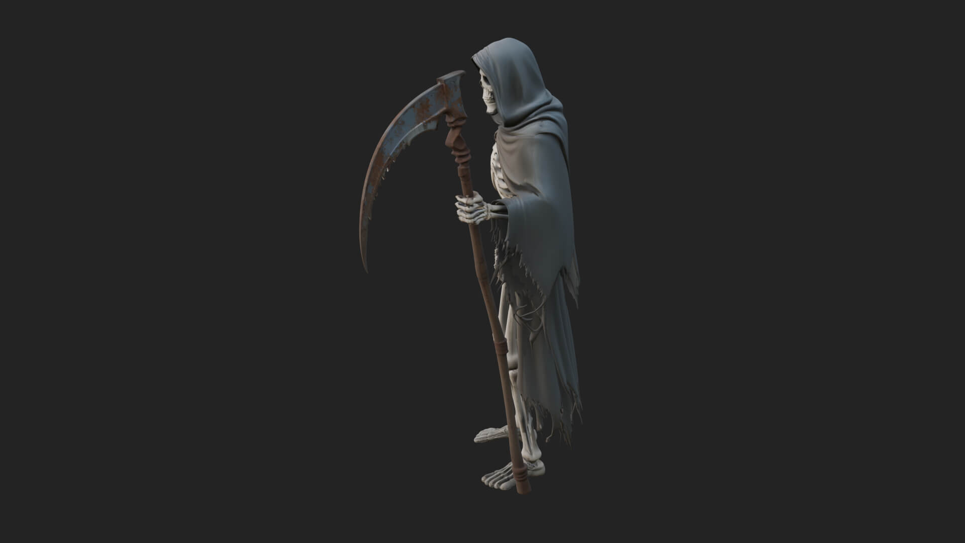 Hooded Skeleton Reaper Statue Design 37 3D Print Model 3D Model