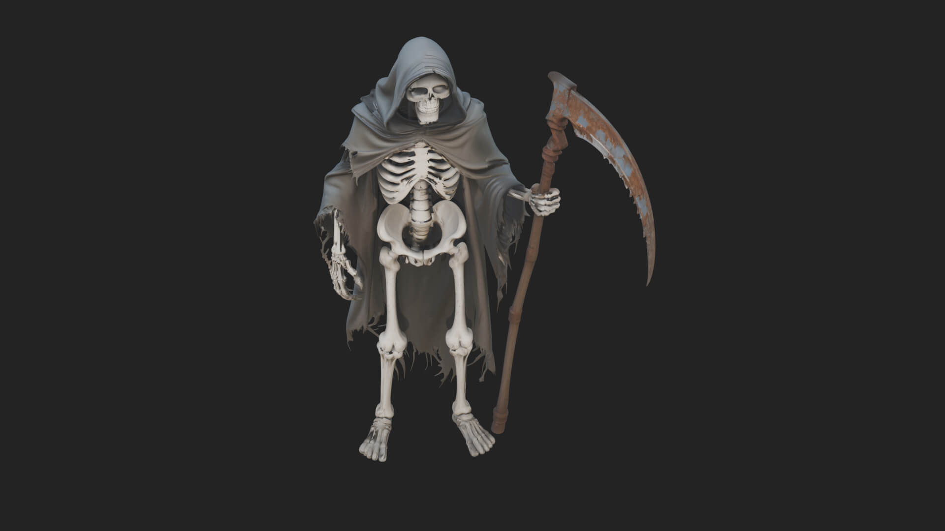 Hooded Skeleton Reaper Statue Design 37 3D Print Model 3D Model