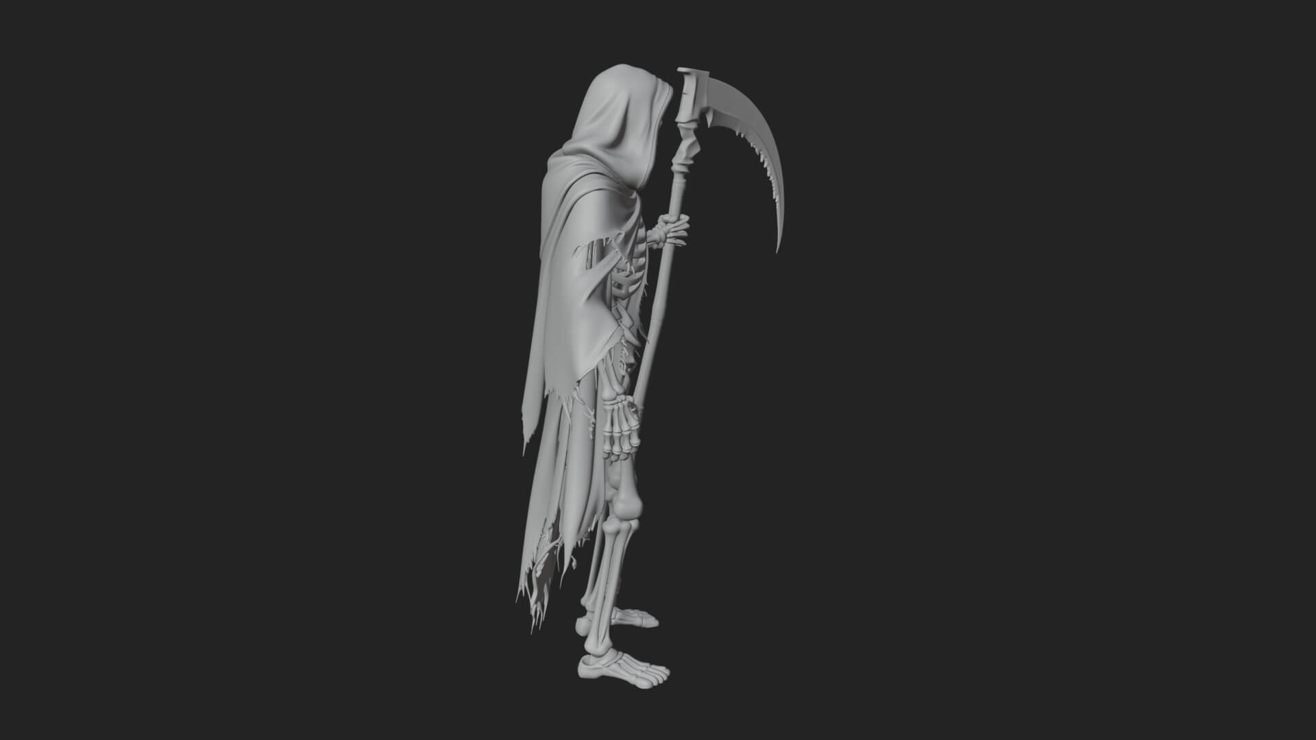 Hooded Skeleton Reaper Statue Design 37 3D Print Model 3D Model