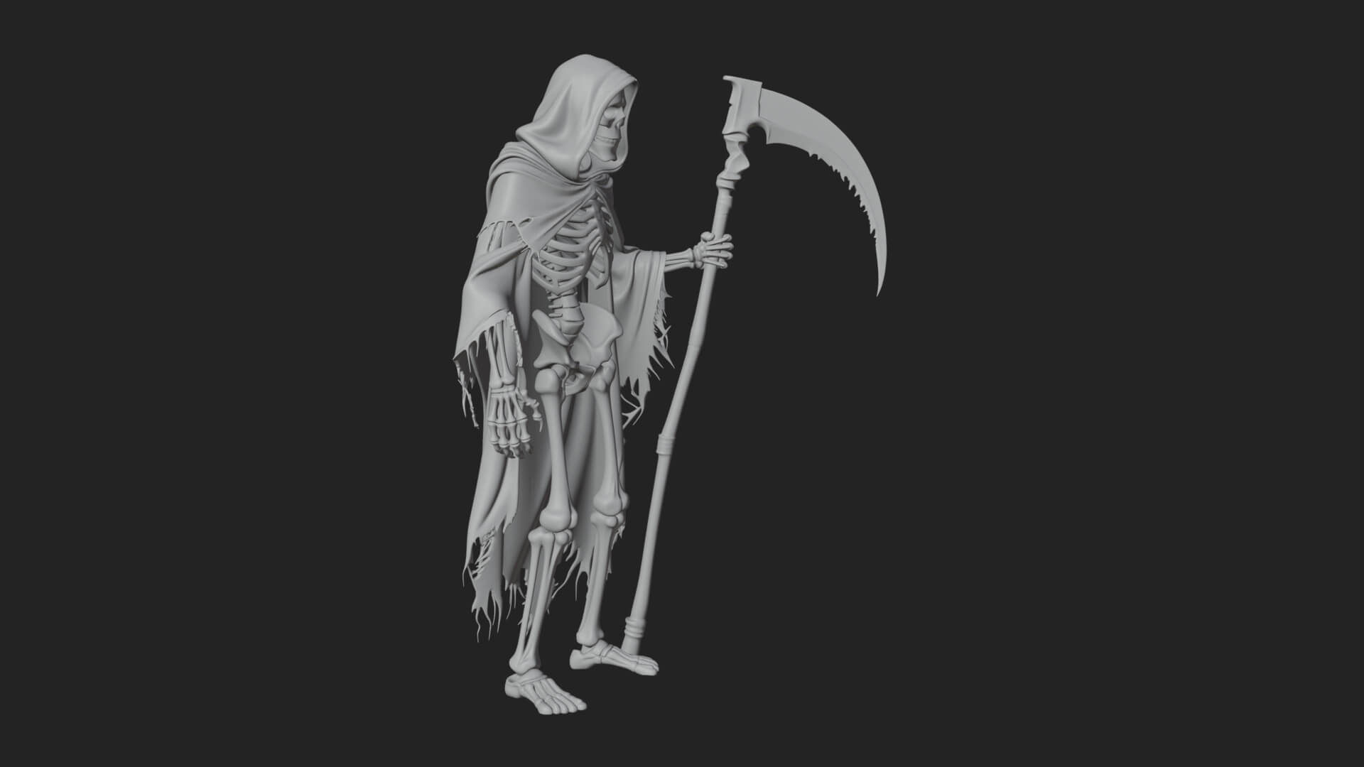 Hooded Skeleton Reaper Statue Design 37 3D Print Model 3D Model