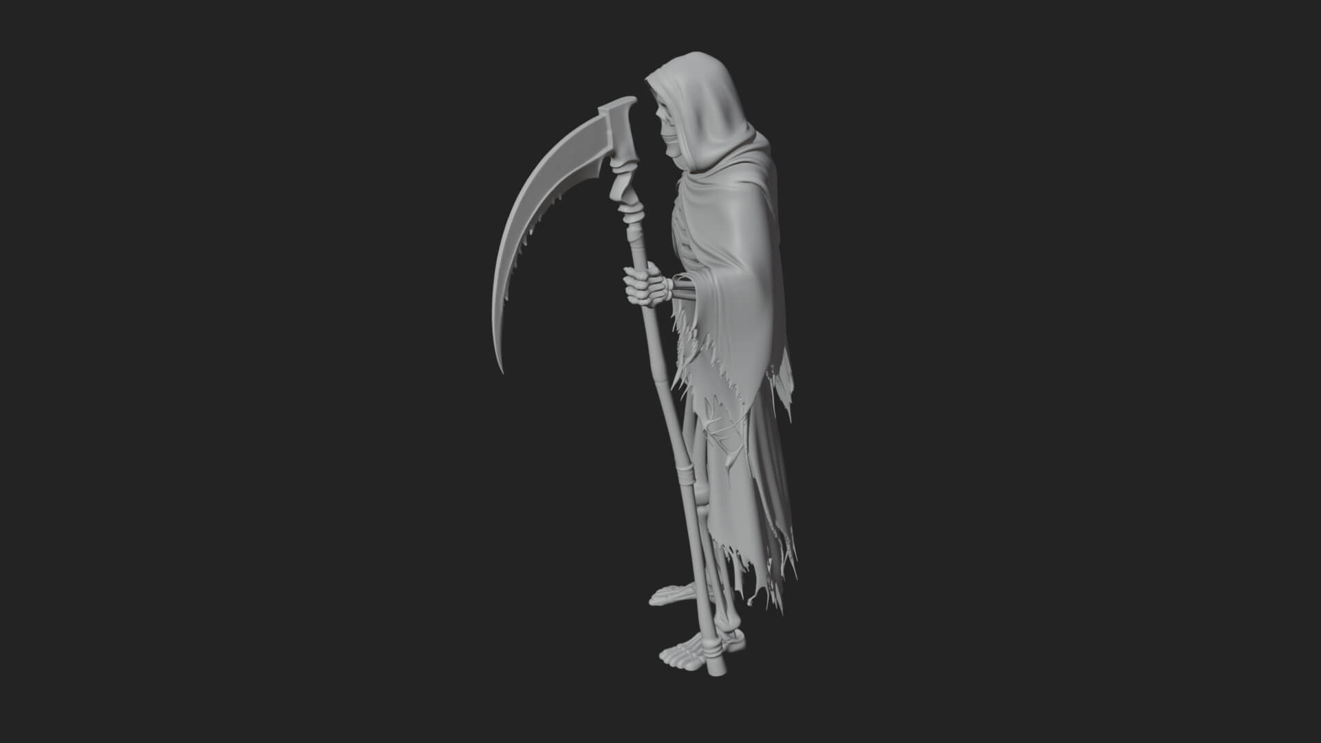Hooded Skeleton Reaper Statue Design 37 3D Print Model 3D Model