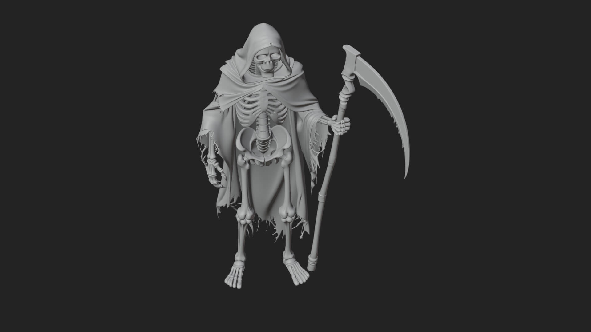Hooded Skeleton Reaper Statue Design 37 3D Print Model 3D Model