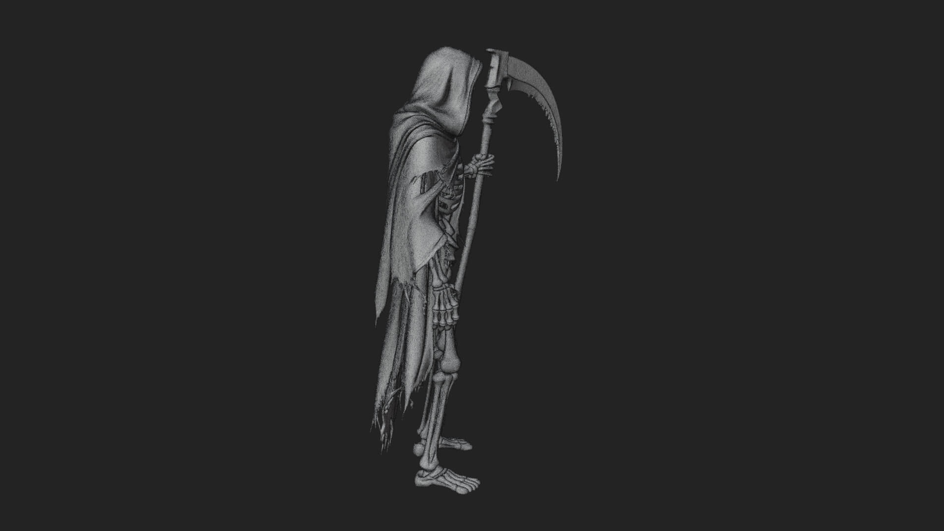 Hooded Skeleton Reaper Statue Design 37 3D Print Model 3D Model