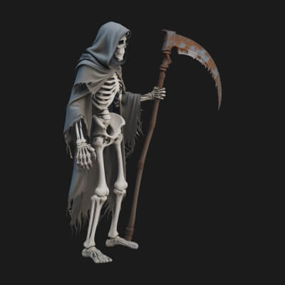 Hooded Skeleton Reaper Statue Design 37 3D Print Model