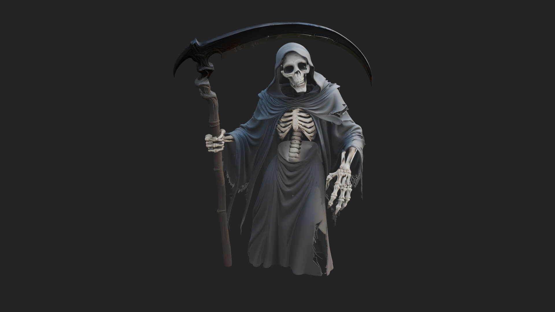 Hooded Skeleton Reaper Statue Design 38 3D Print Model 3D Model