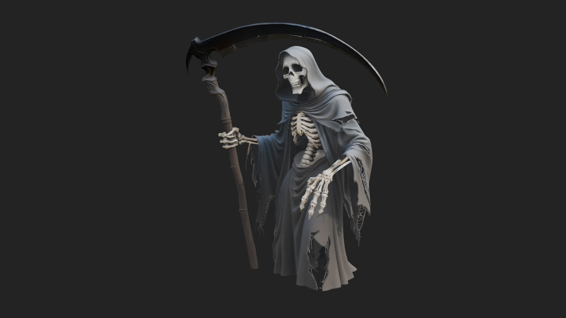 Hooded Skeleton Reaper Statue Design 38 3D Print Model 3D Model