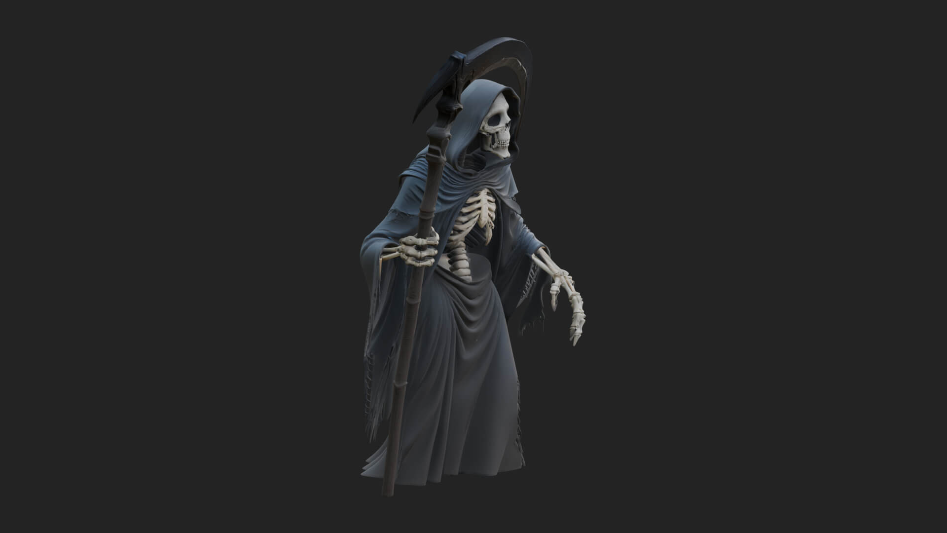Hooded Skeleton Reaper Statue Design 38 3D Print Model 3D Model