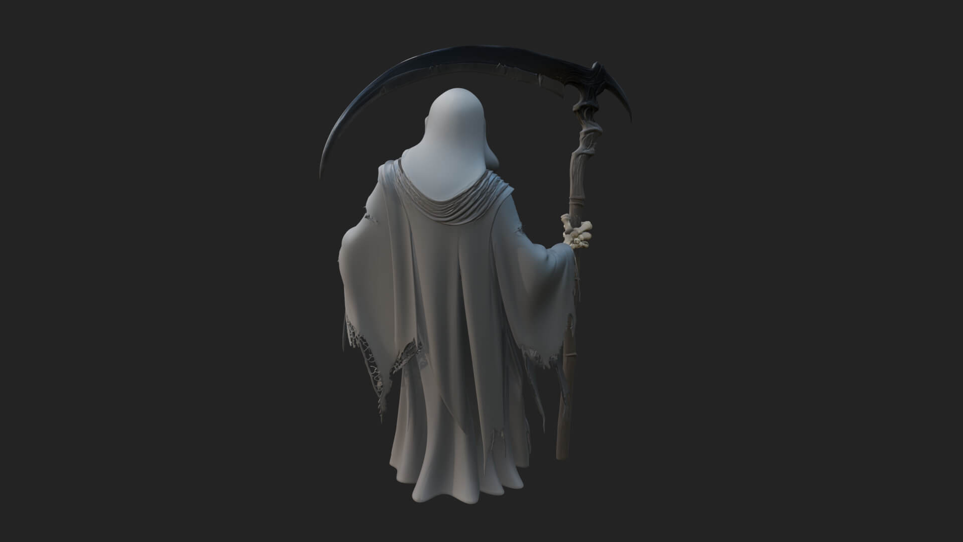 Hooded Skeleton Reaper Statue Design 38 3D Print Model 3D Model
