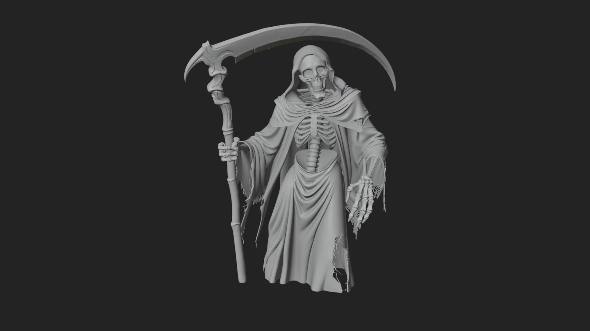 Hooded Skeleton Reaper Statue Design 38 3D Print Model 3D Model