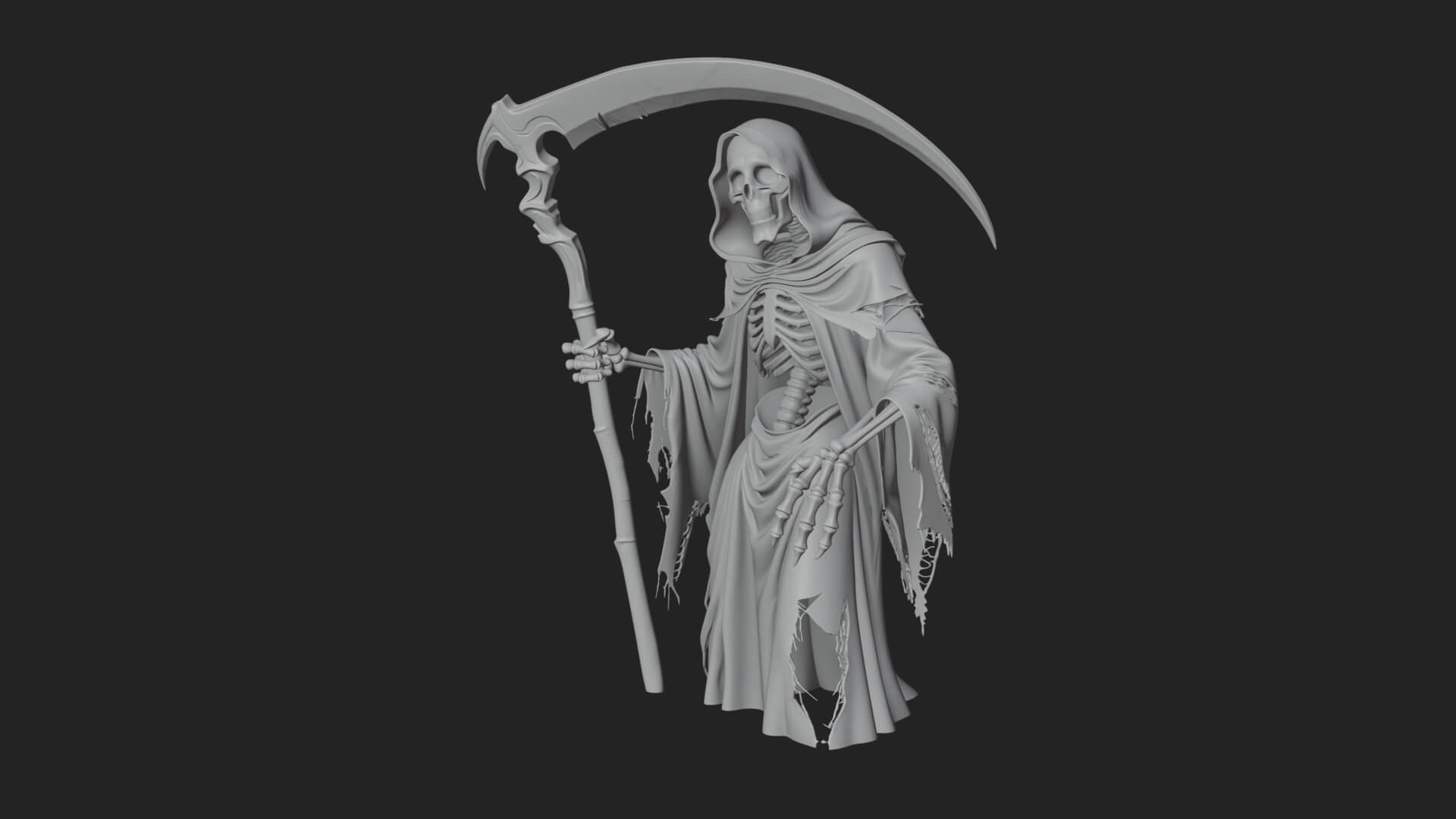 Hooded Skeleton Reaper Statue Design 38 3D Print Model 3D Model