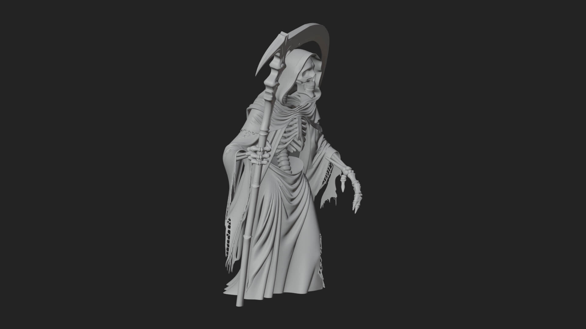 Hooded Skeleton Reaper Statue Design 38 3D Print Model 3D Model