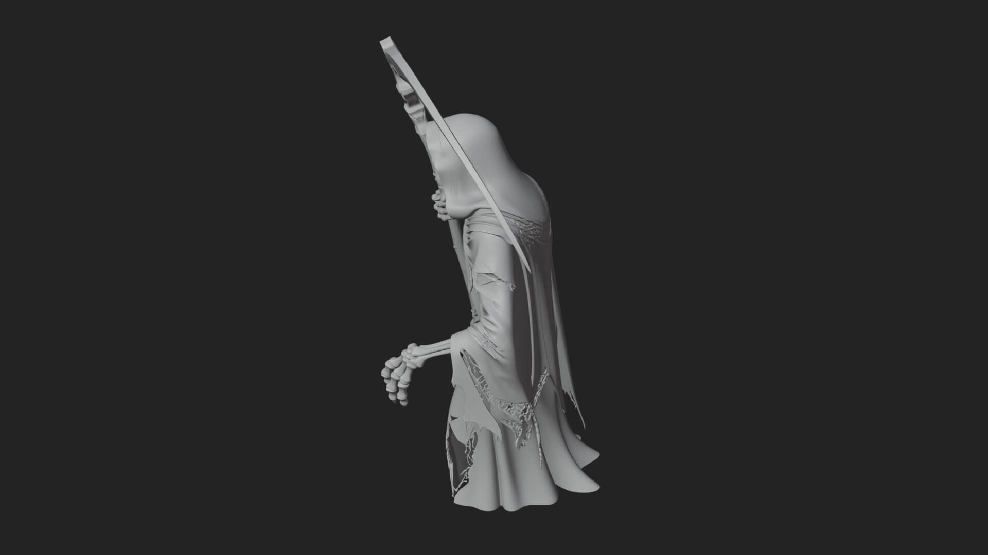 Hooded Skeleton Reaper Statue Design 38 3D Print Model 3D Model