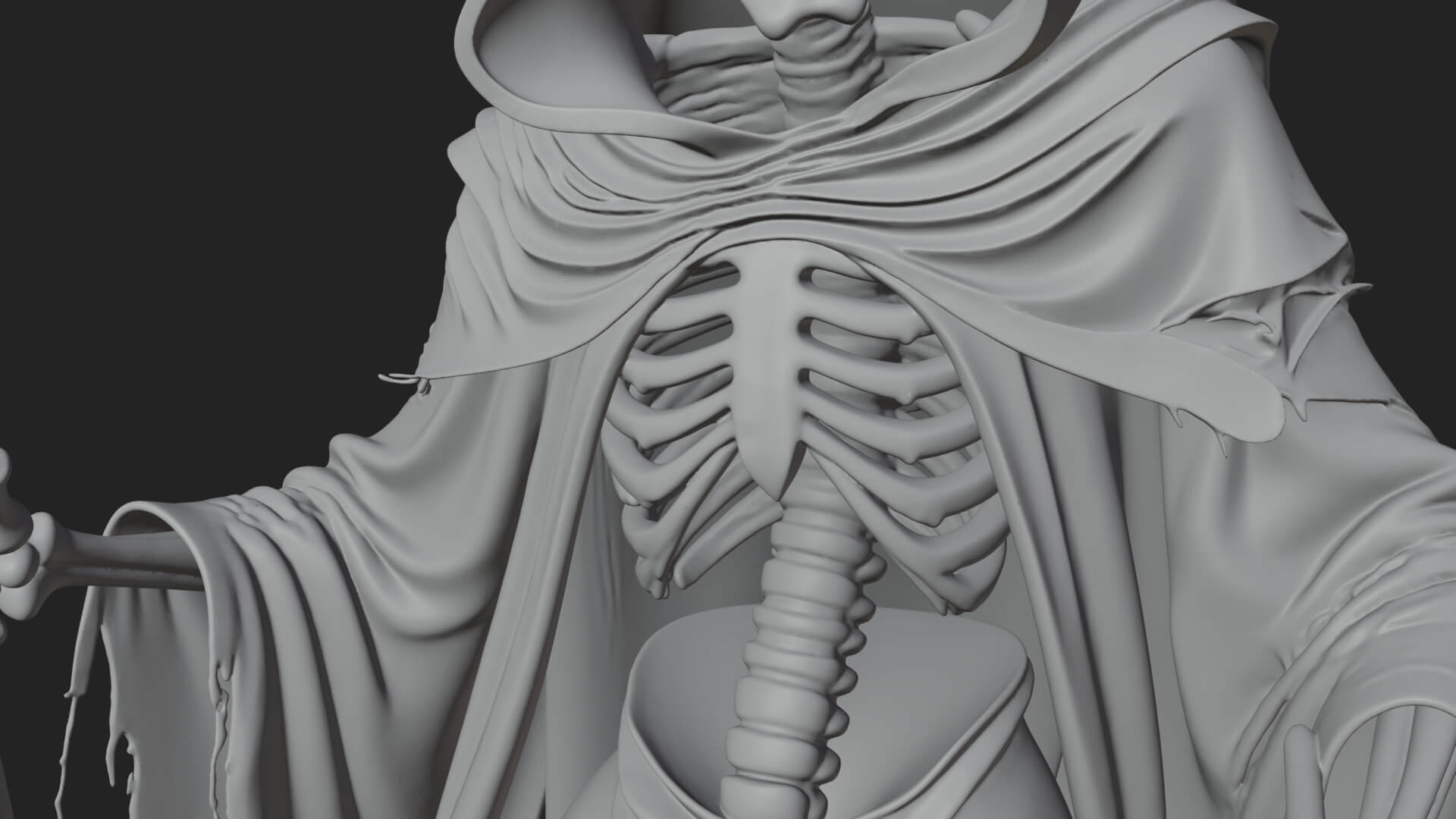 Hooded Skeleton Reaper Statue Design 38 3D Print Model 3D Model