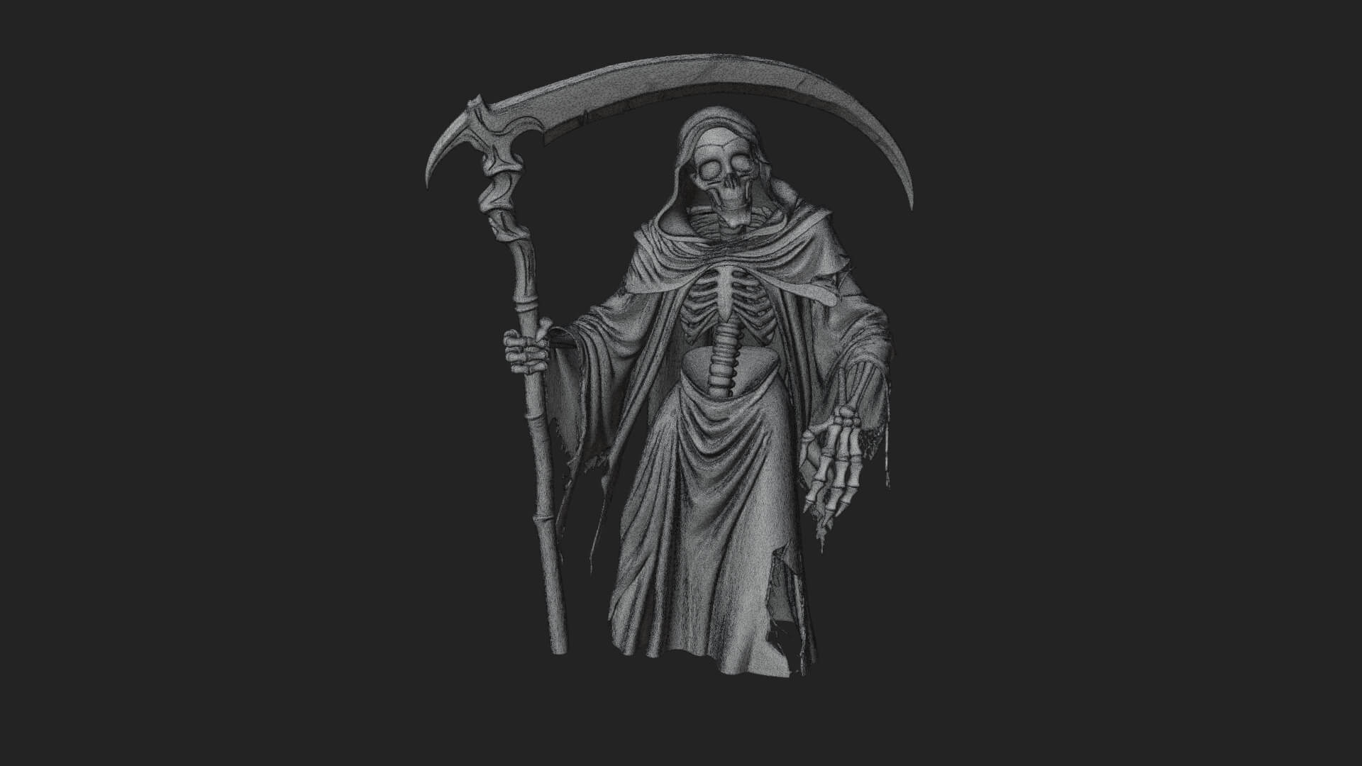 Hooded Skeleton Reaper Statue Design 38 3D Print Model 3D Model