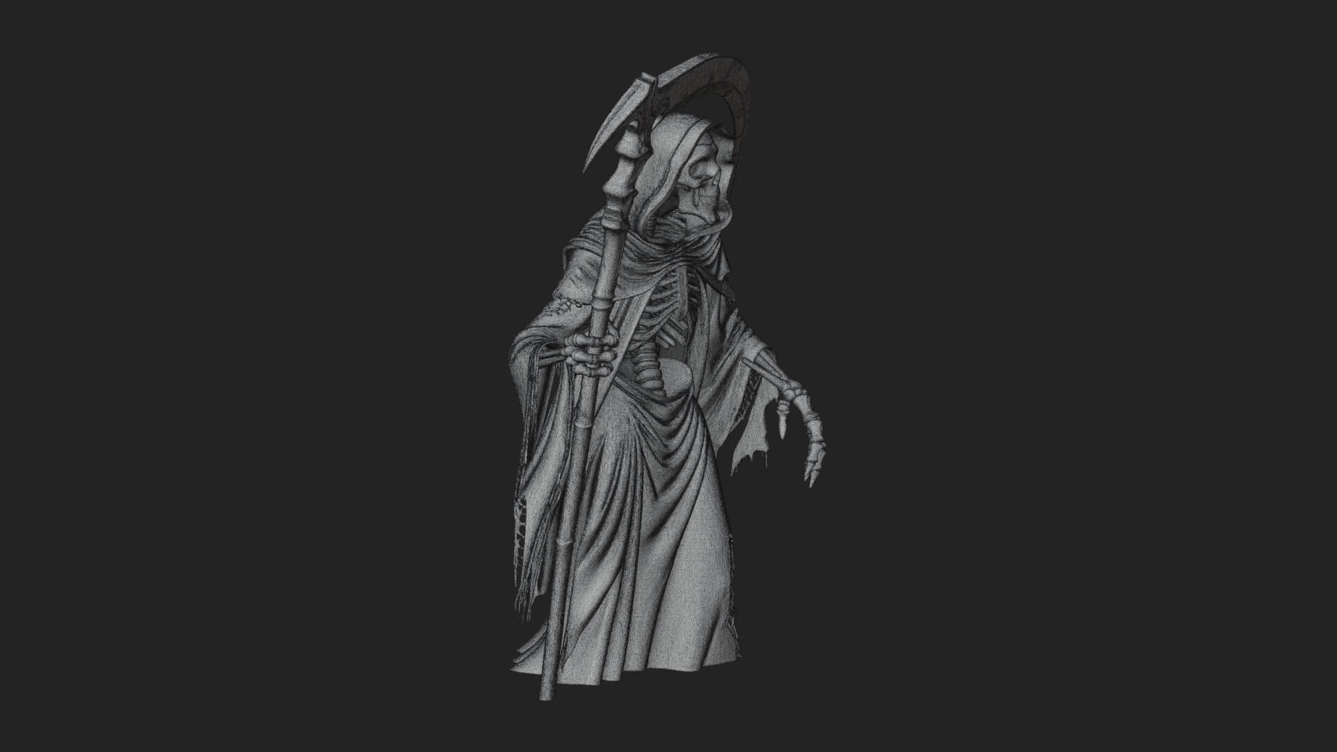 Hooded Skeleton Reaper Statue Design 38 3D Print Model 3D Model