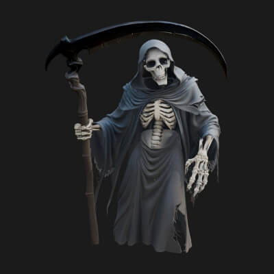 Hooded Skeleton Reaper Statue Design 38 3D Print Model