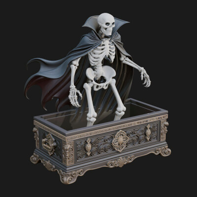 Hooded Skeleton Reaper Statue Design 4 3D Print Model