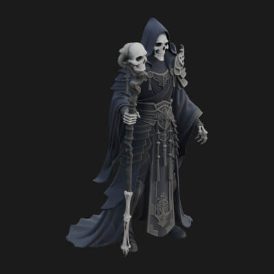Hooded Skeleton Reaper Statue Design 9 3D Print Model