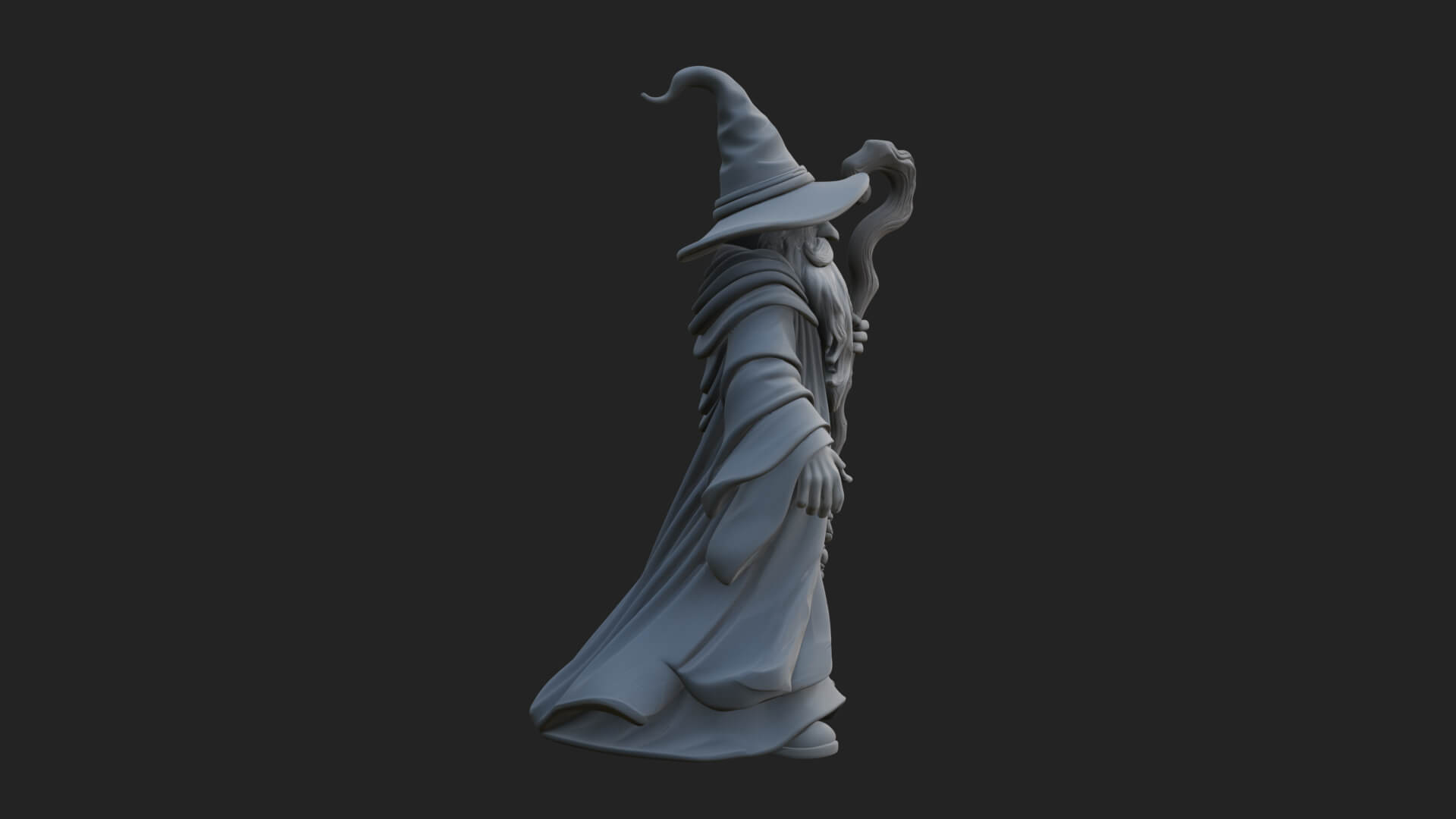 Hooded Wizard with Staff Statue Design 10 3D Print Model 3D Model