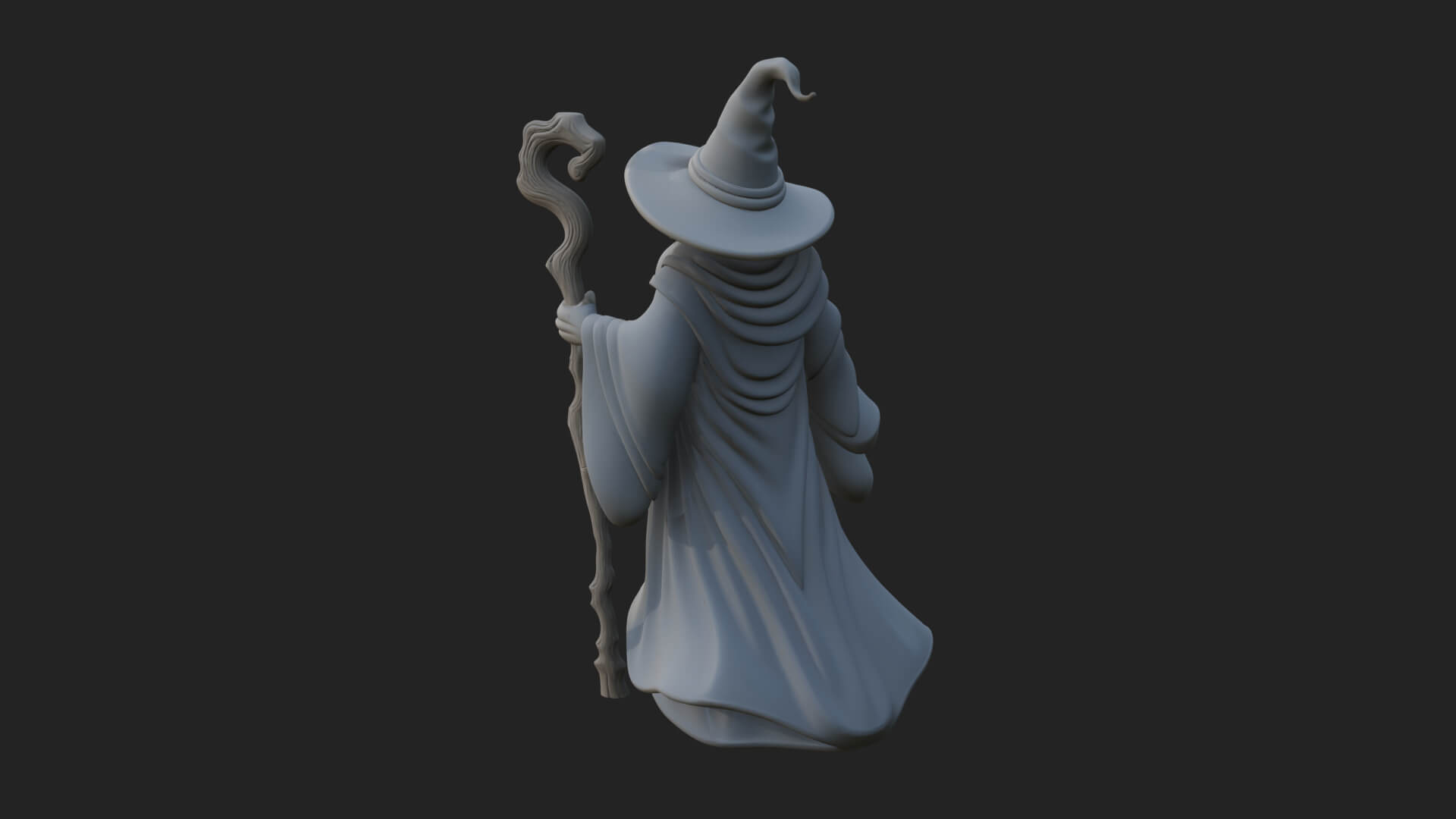 Hooded Wizard with Staff Statue Design 10 3D Print Model 3D Model