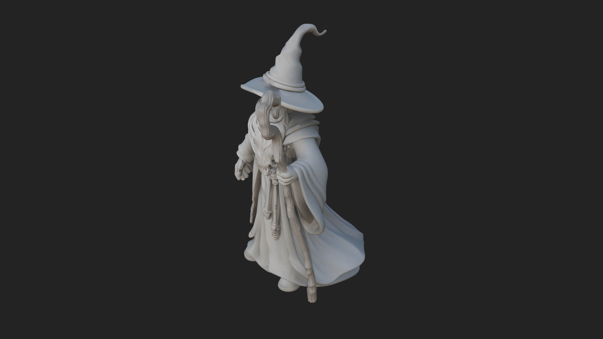 Hooded Wizard with Staff Statue Design 10 3D Print Model 3D Model