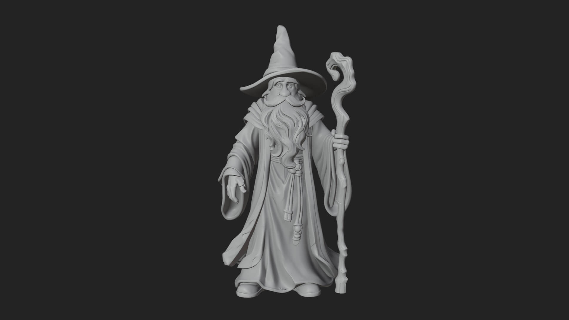 Hooded Wizard with Staff Statue Design 10 3D Print Model 3D Model
