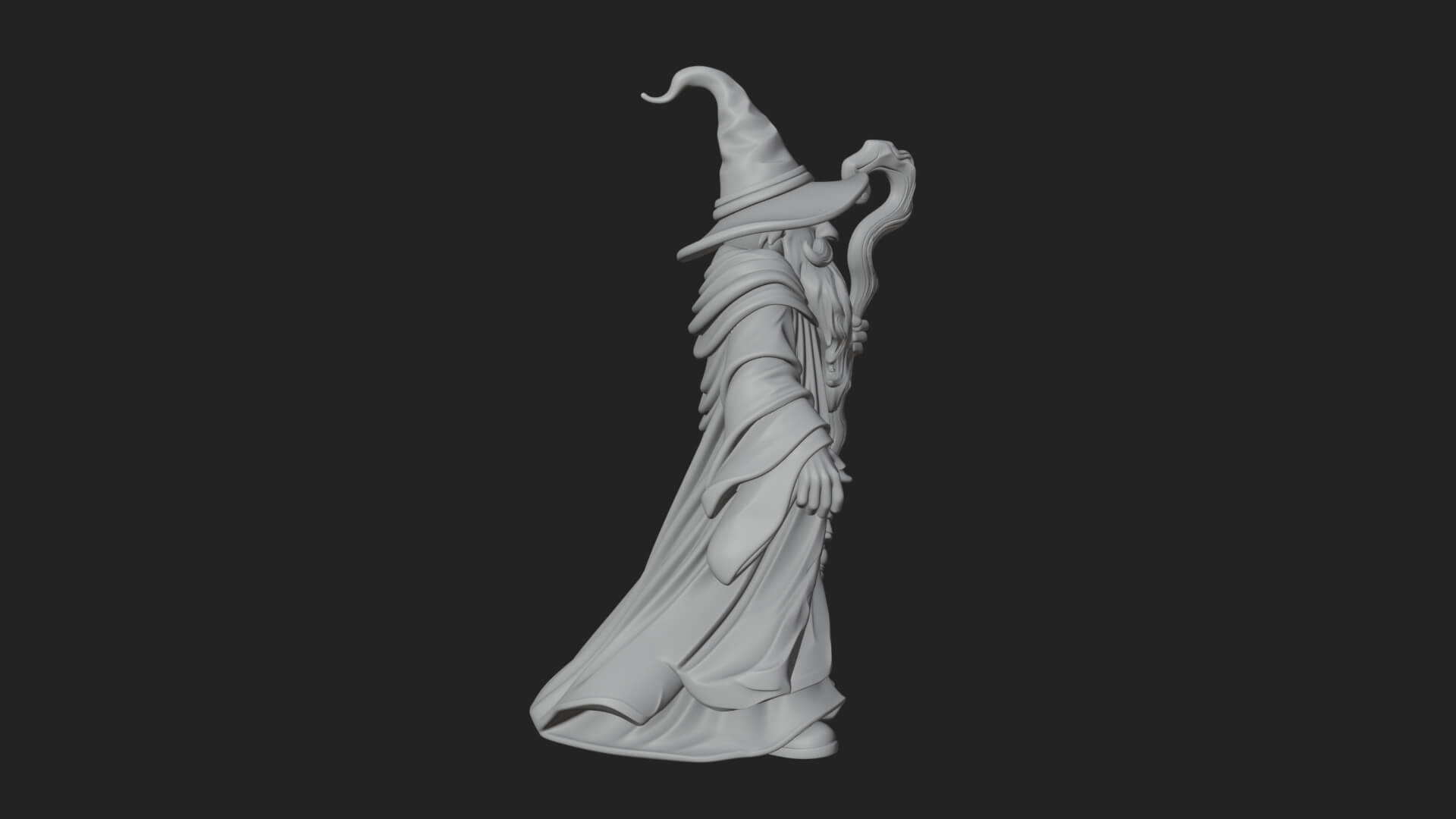 Hooded Wizard with Staff Statue Design 10 3D Print Model 3D Model