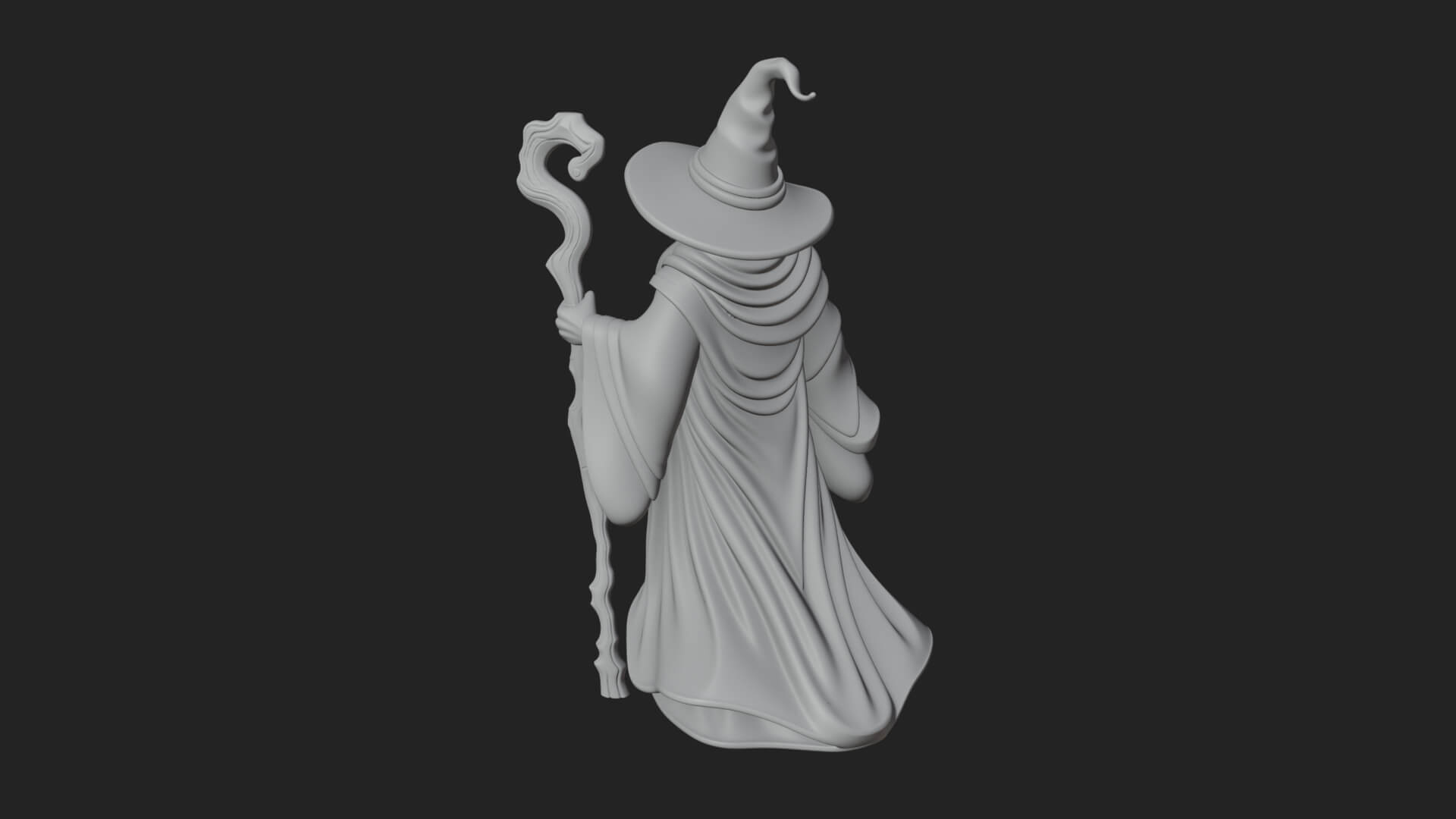 Hooded Wizard with Staff Statue Design 10 3D Print Model 3D Model