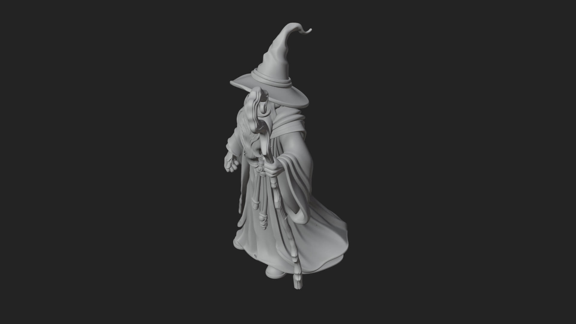 Hooded Wizard with Staff Statue Design 10 3D Print Model 3D Model