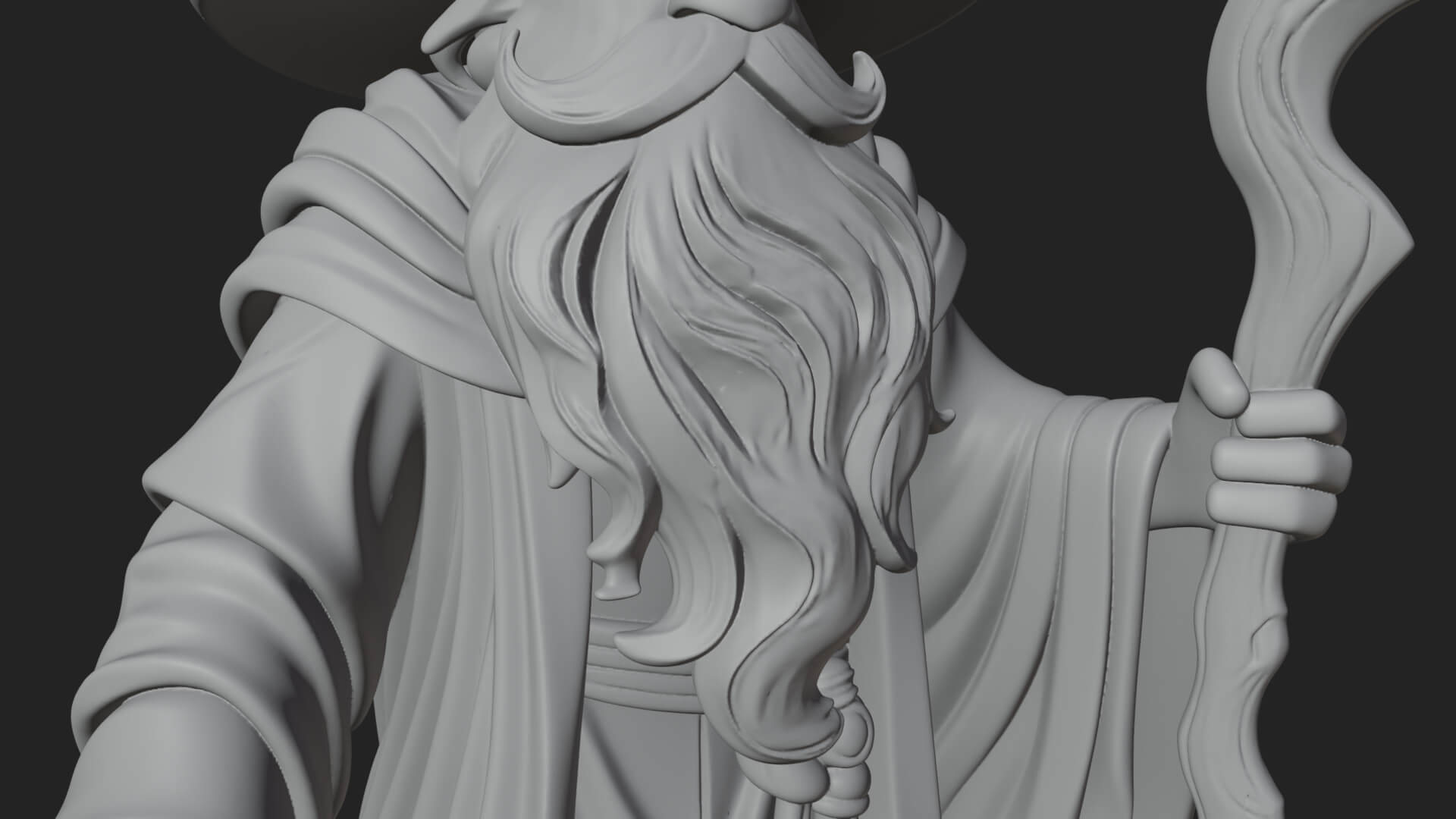 Hooded Wizard with Staff Statue Design 10 3D Print Model 3D Model