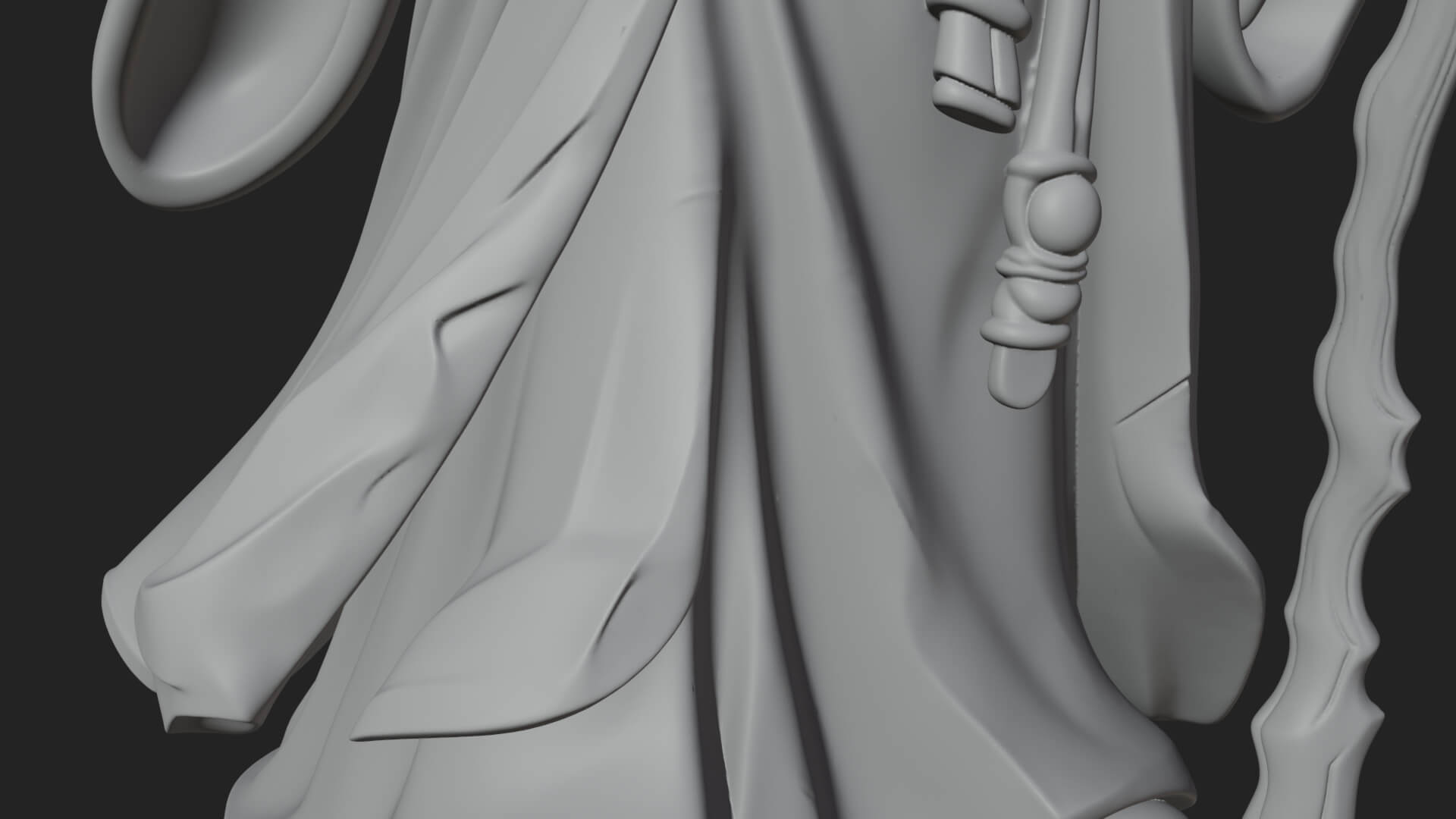 Hooded Wizard with Staff Statue Design 10 3D Print Model 3D Model