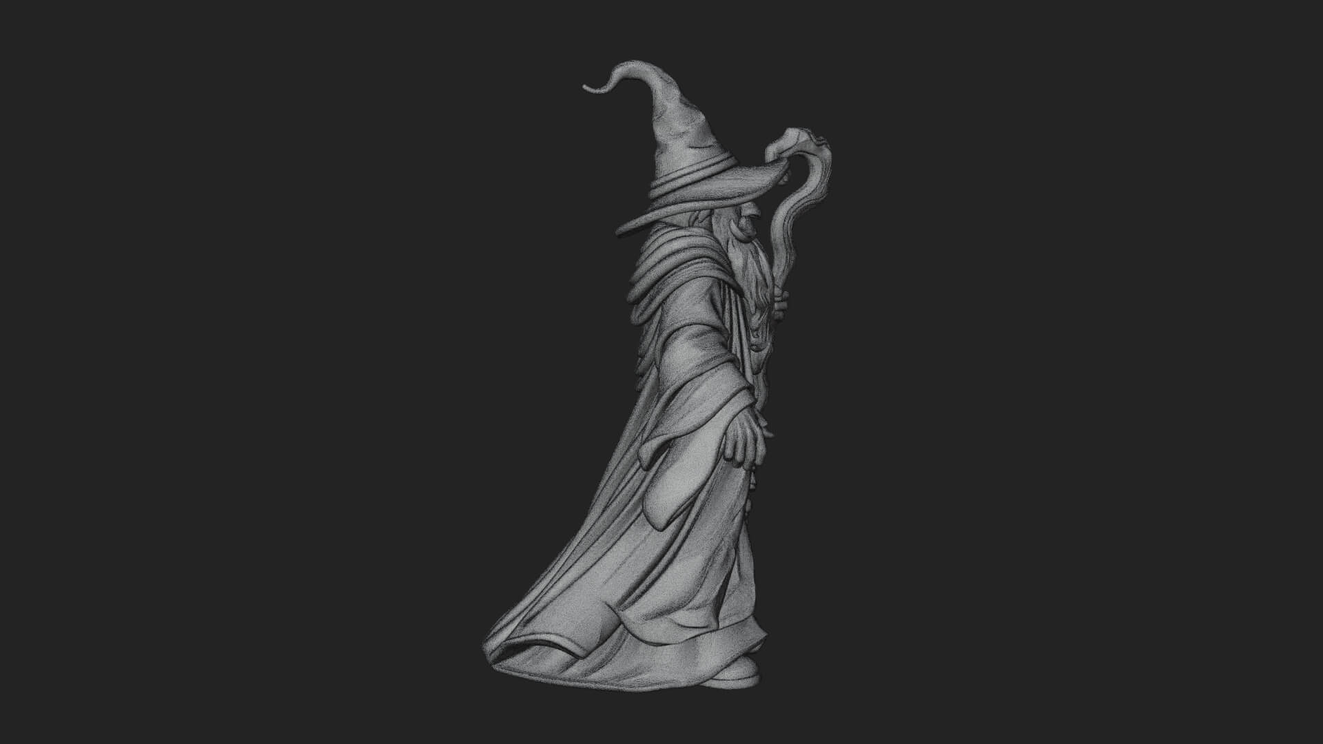 Hooded Wizard with Staff Statue Design 10 3D Print Model 3D Model