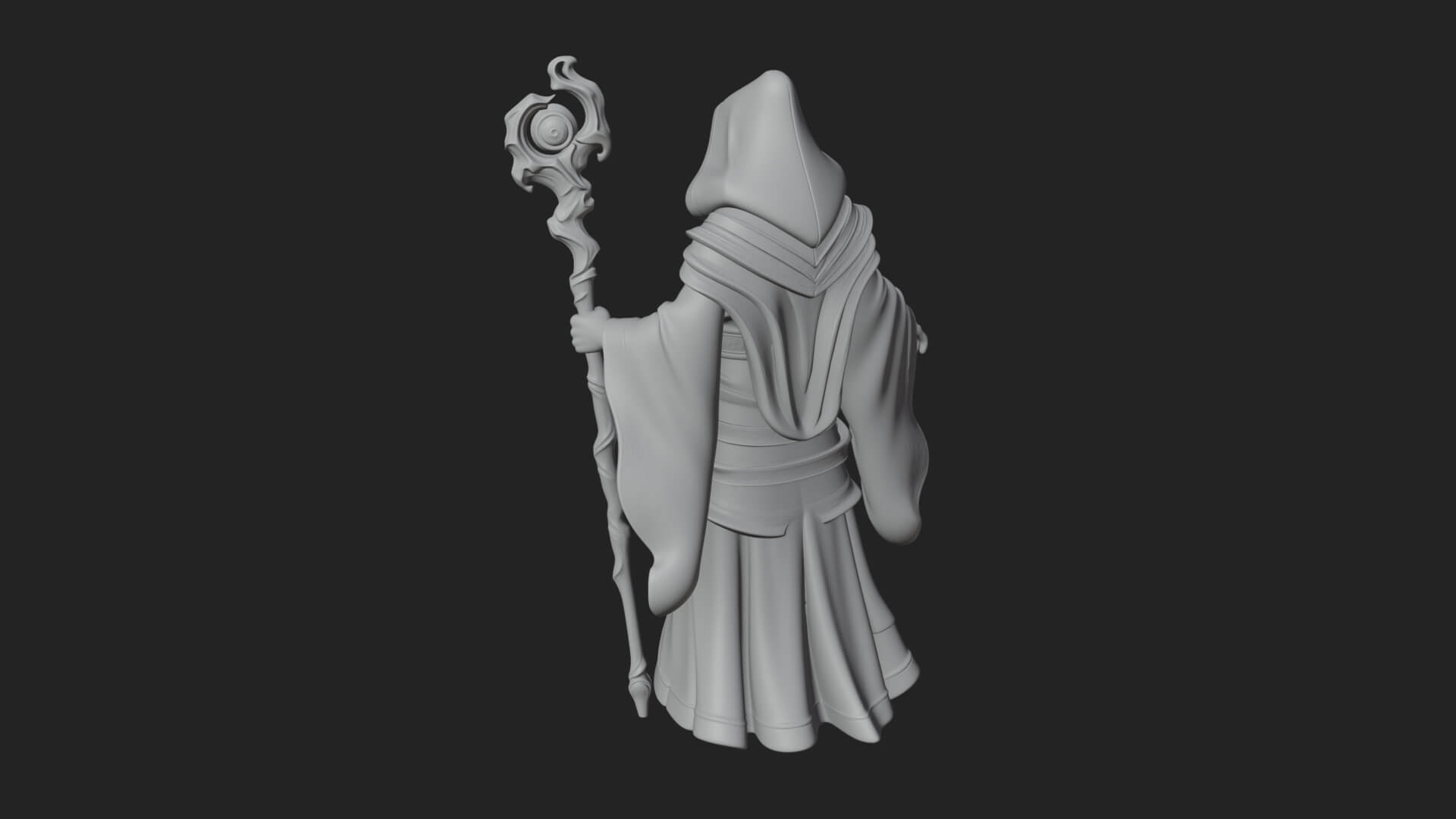 Hooded Wizard with Staff Statue Design 11 3D Print Model 3D Model