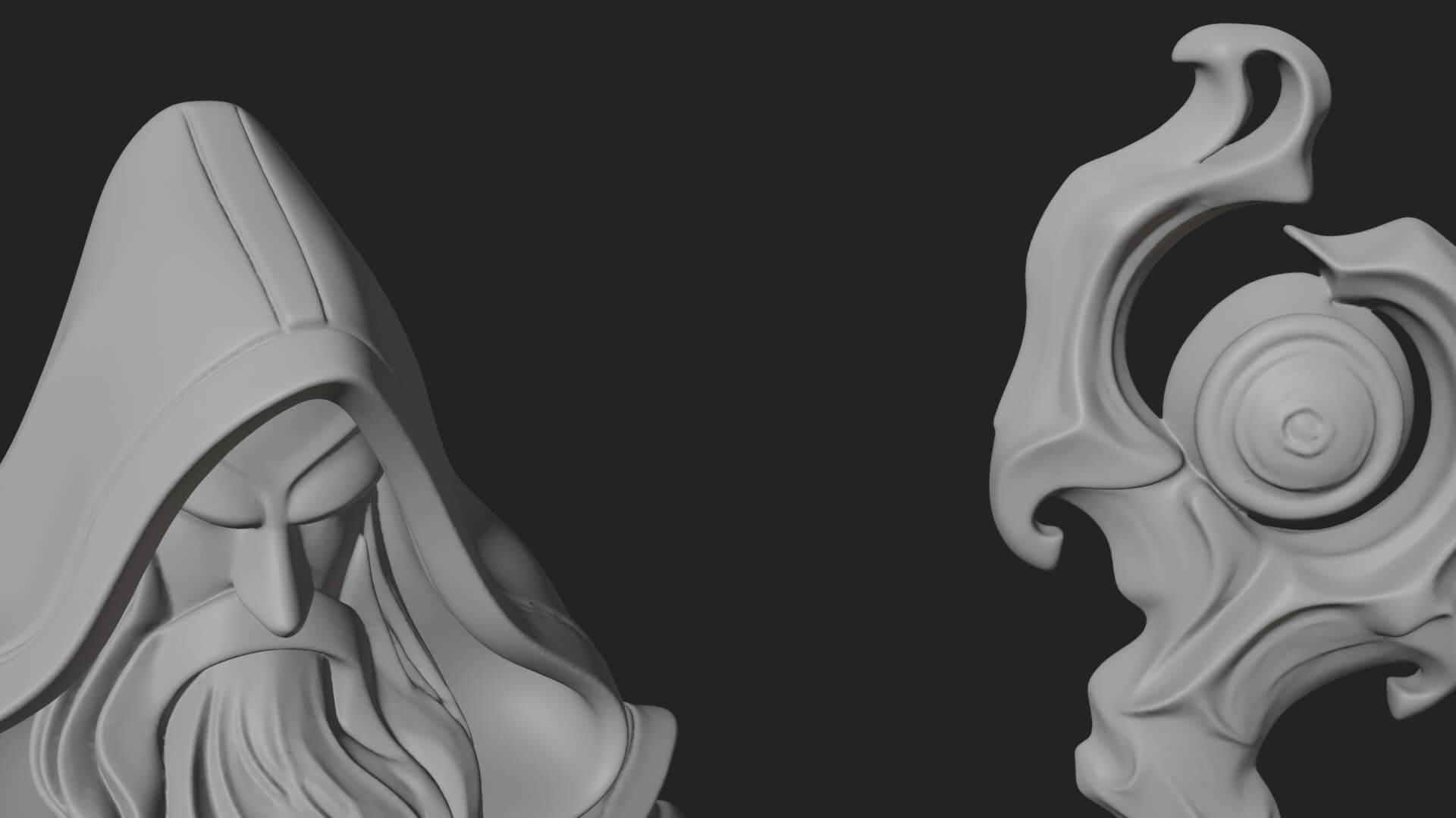 Hooded Wizard with Staff Statue Design 11 3D Print Model 3D Model