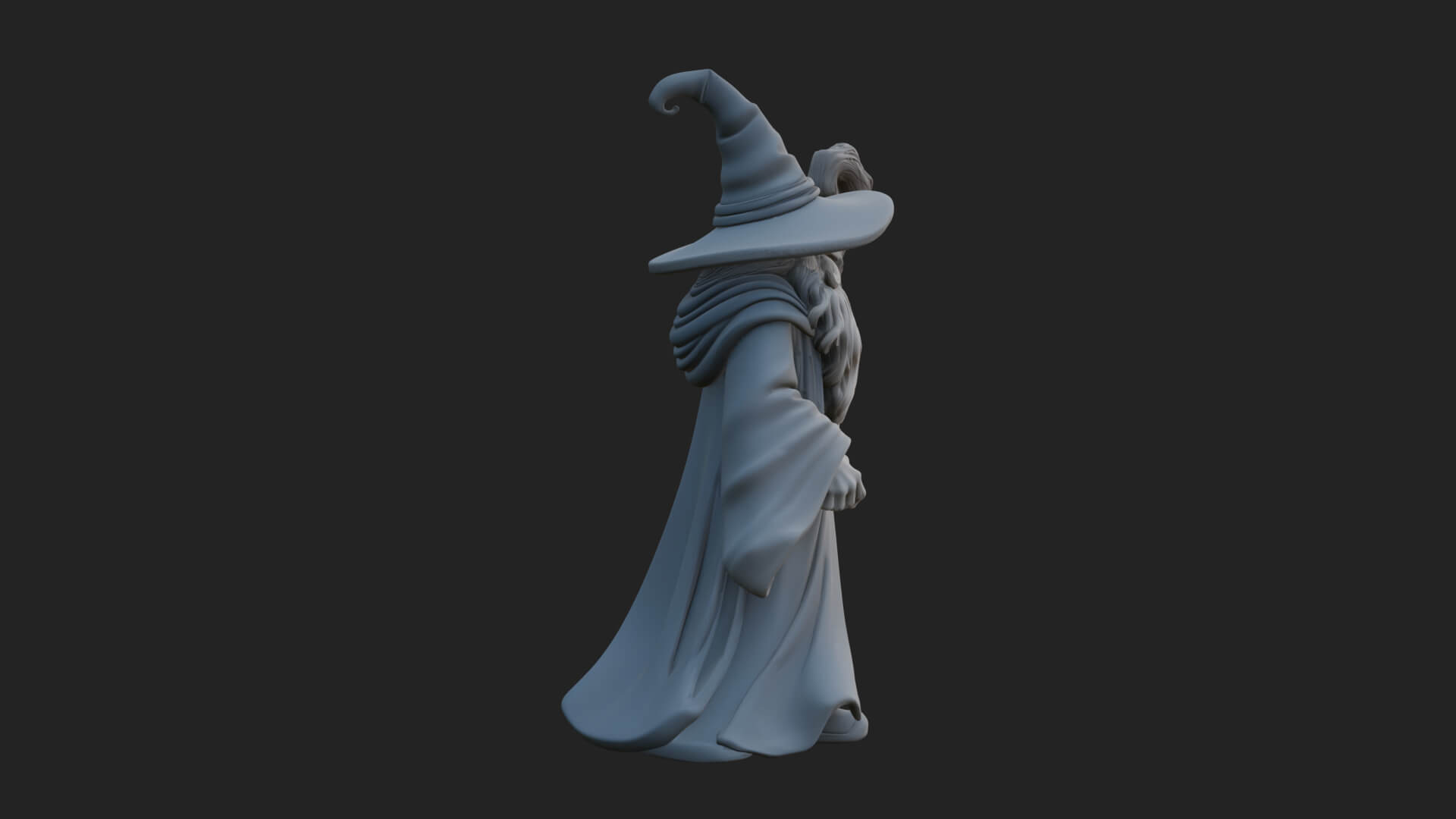 Hooded Wizard with Staff Statue Design 12 3D Print Model 3D Model