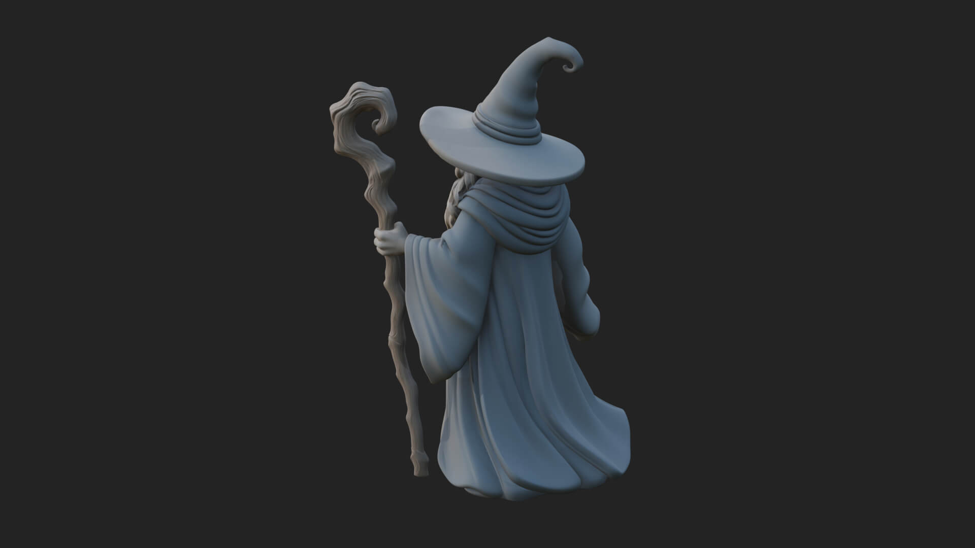 Hooded Wizard with Staff Statue Design 12 3D Print Model 3D Model