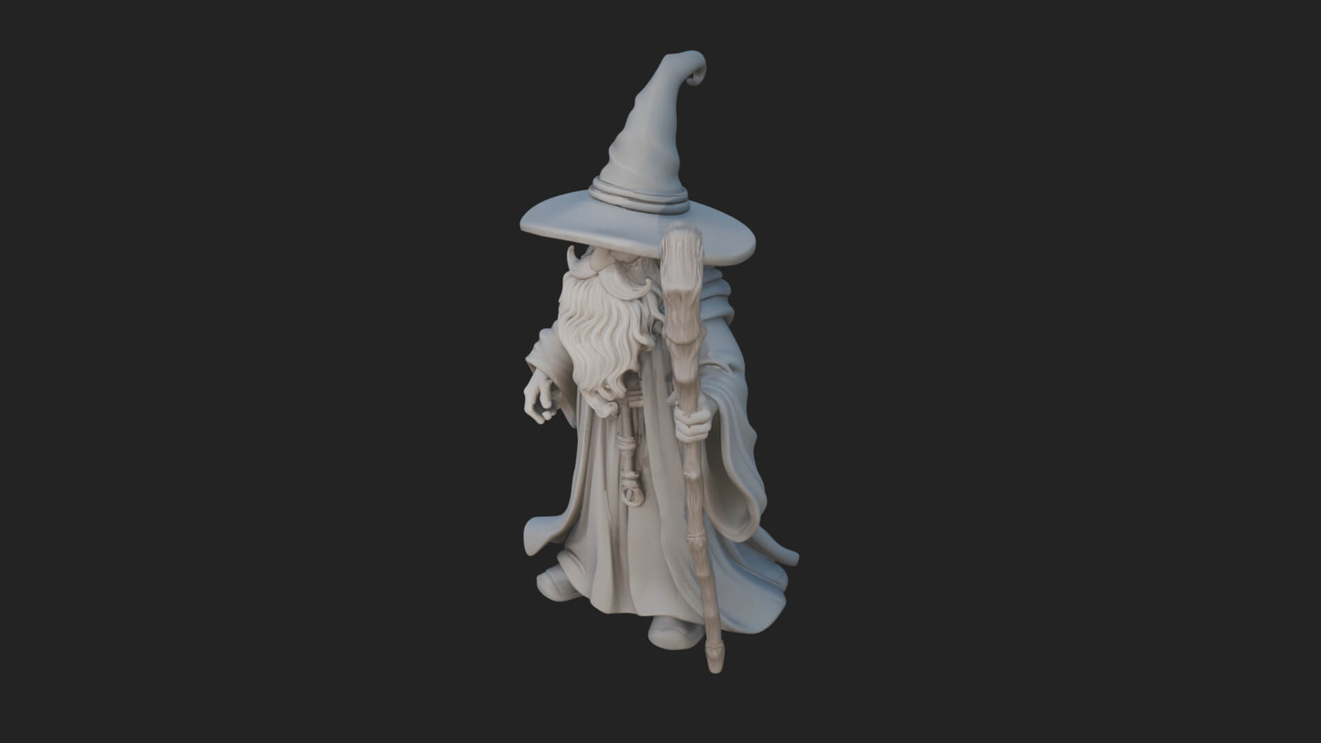 Hooded Wizard with Staff Statue Design 12 3D Print Model 3D Model