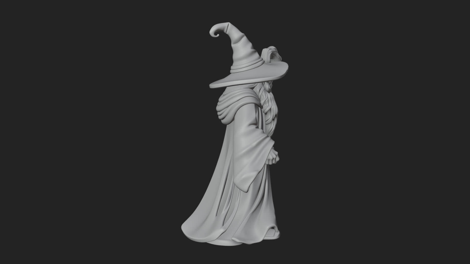 Hooded Wizard with Staff Statue Design 12 3D Print Model 3D Model