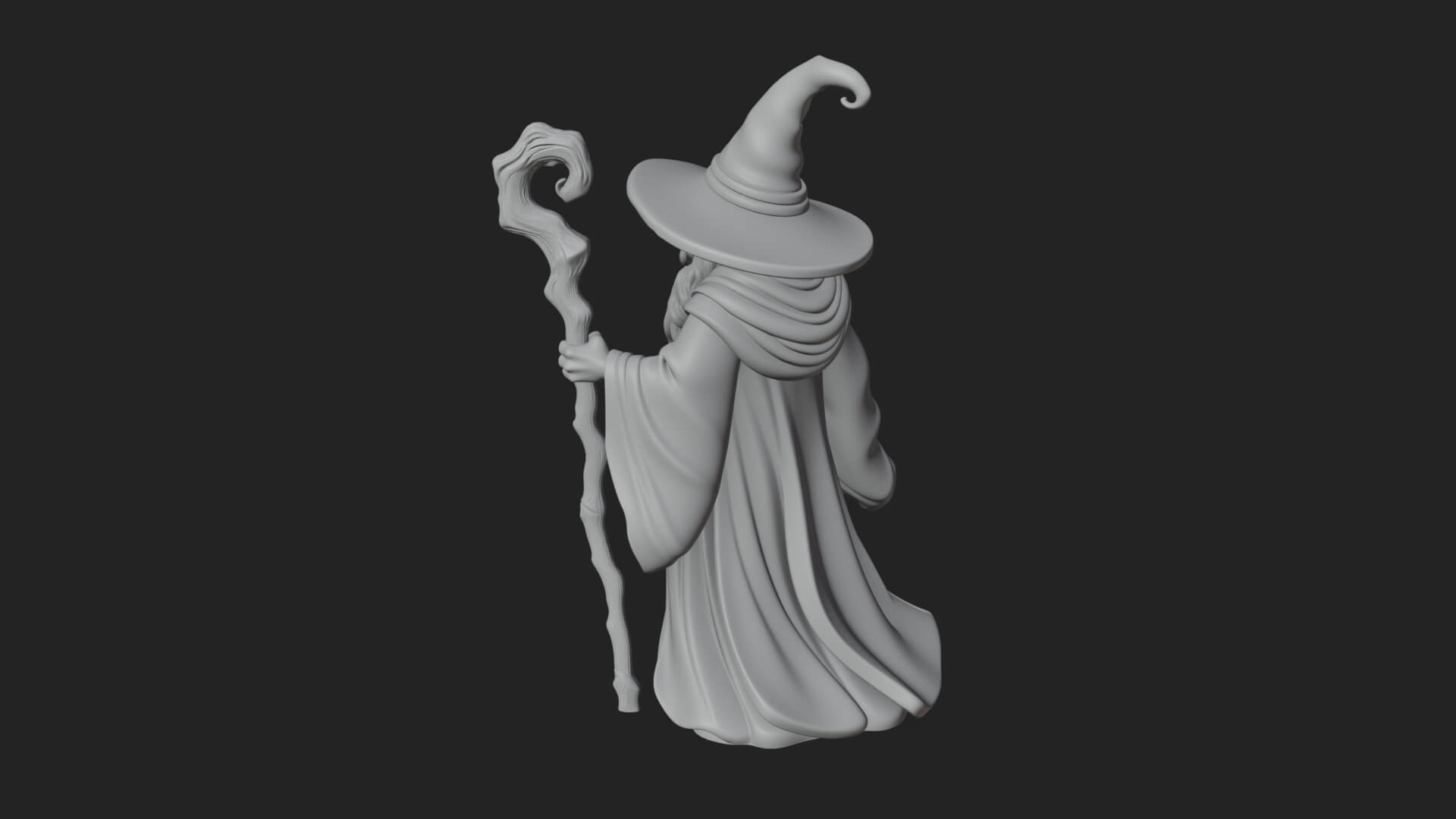 Hooded Wizard with Staff Statue Design 12 3D Print Model 3D Model