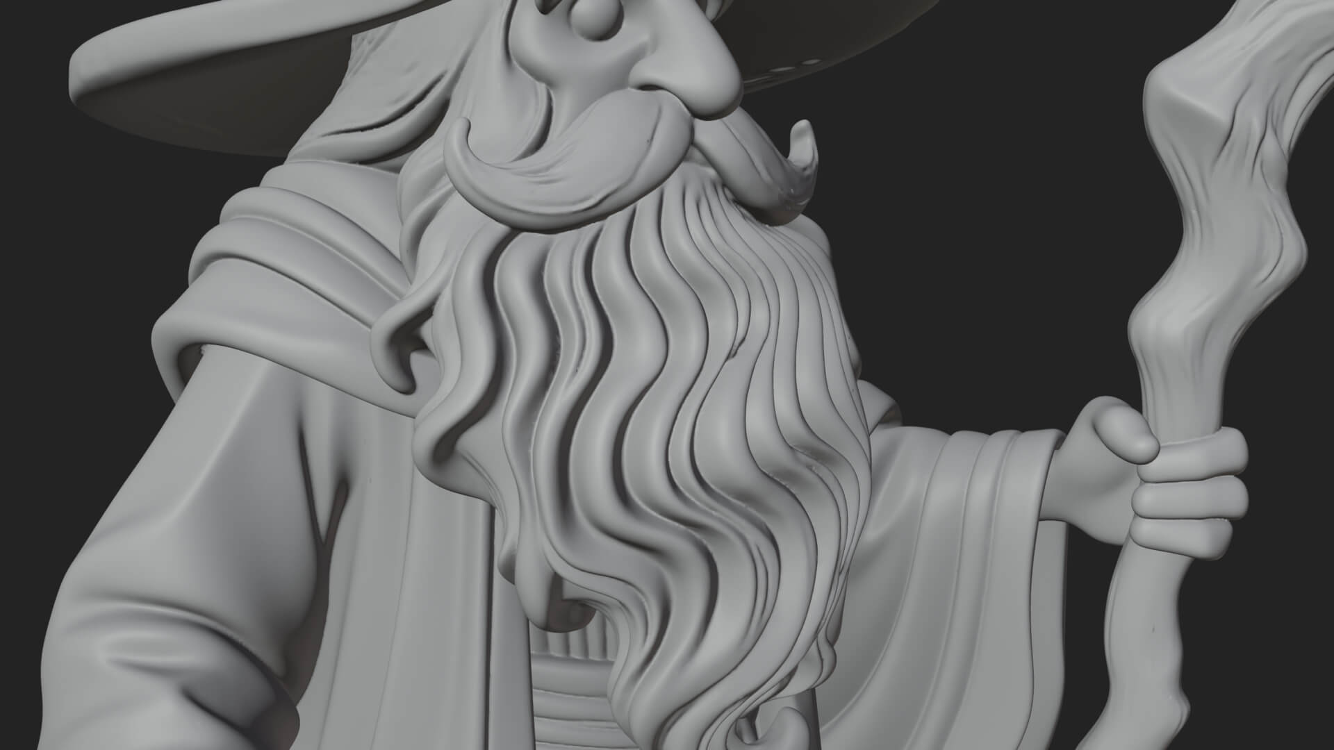 Hooded Wizard with Staff Statue Design 12 3D Print Model 3D Model