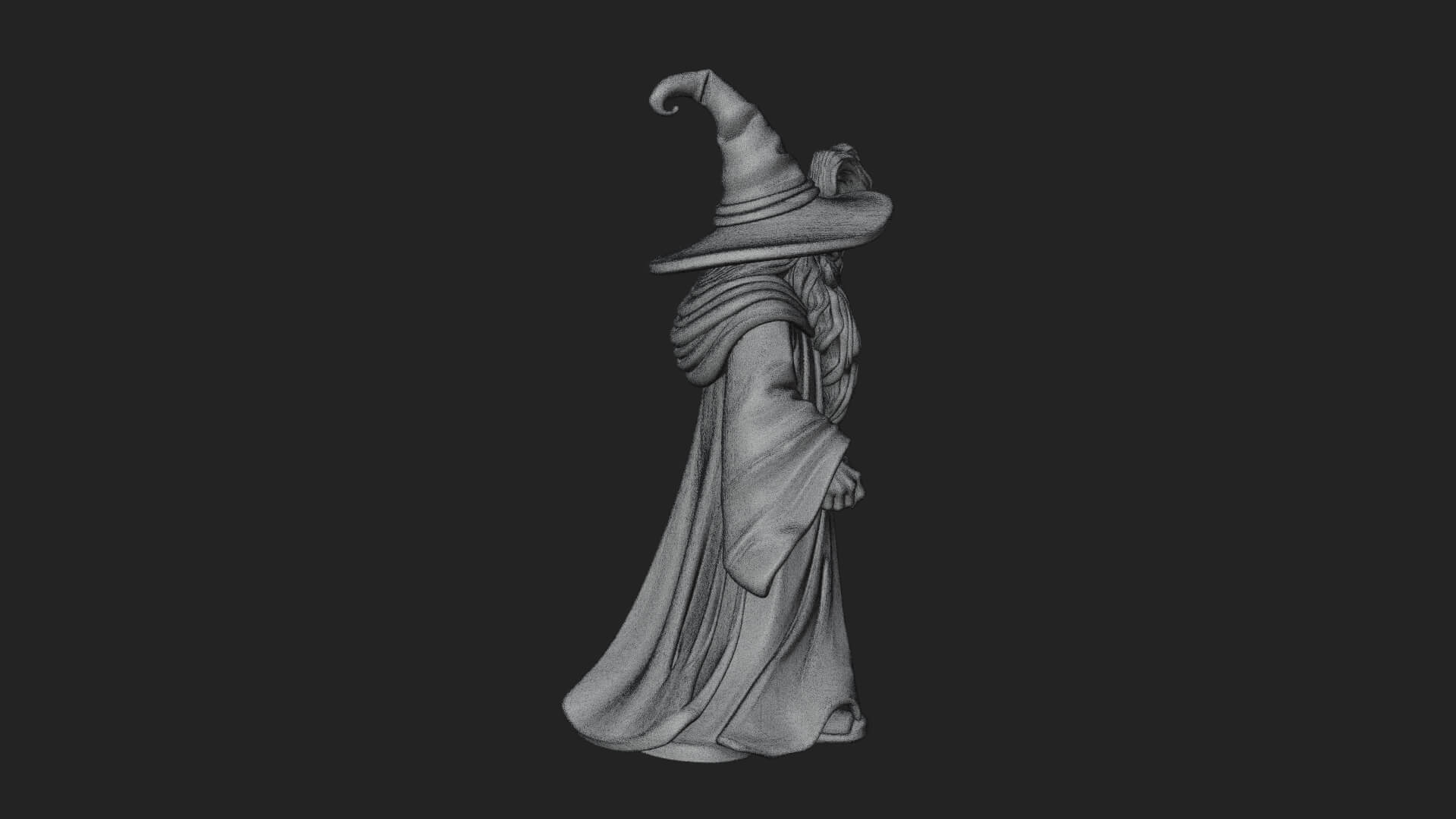 Hooded Wizard with Staff Statue Design 12 3D Print Model 3D Model
