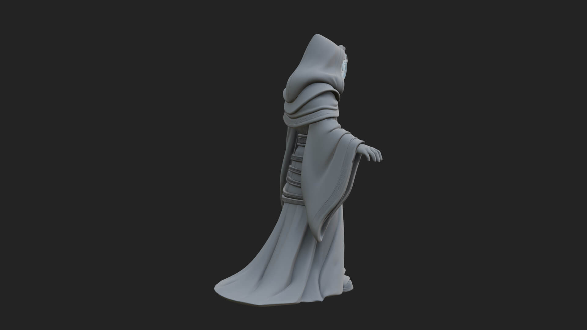 Hooded Wizard with Staff Statue Design 13 3D Print Model 3D Model