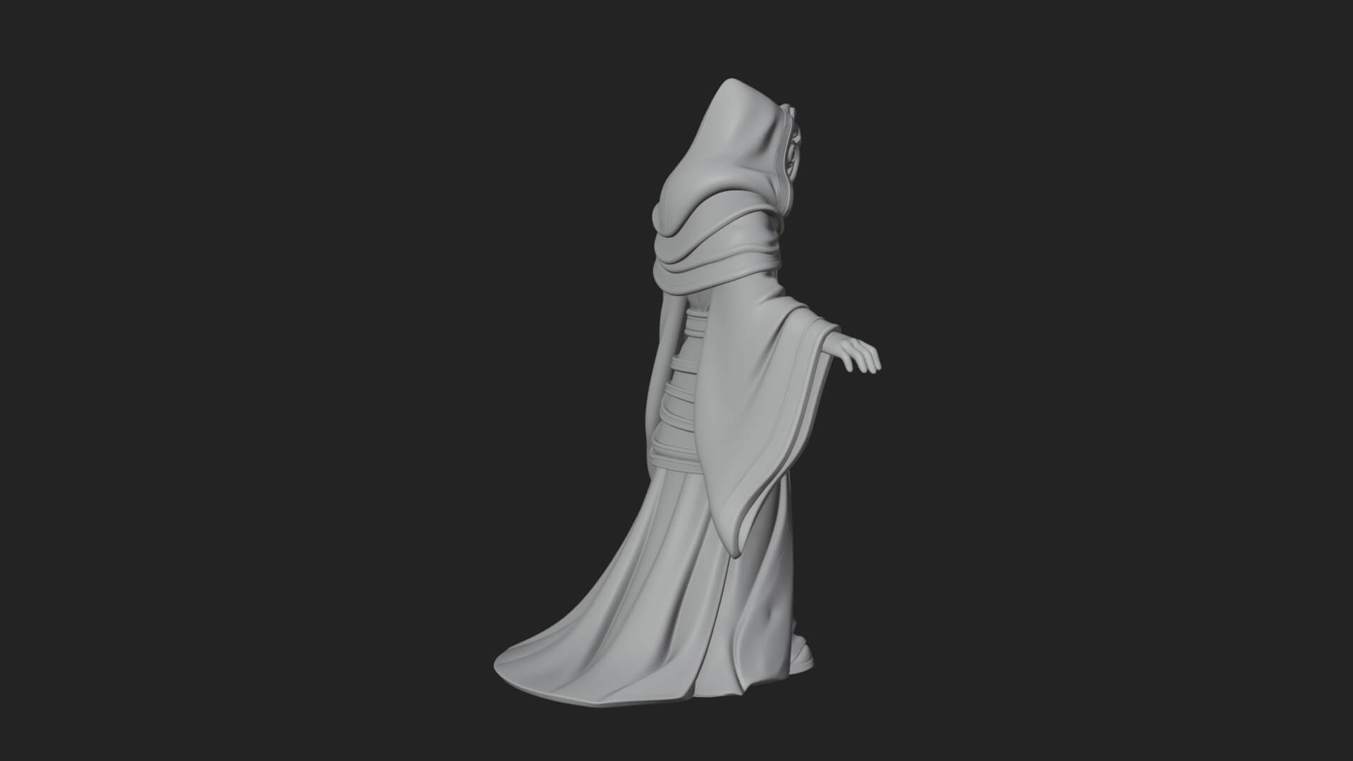Hooded Wizard with Staff Statue Design 13 3D Print Model 3D Model