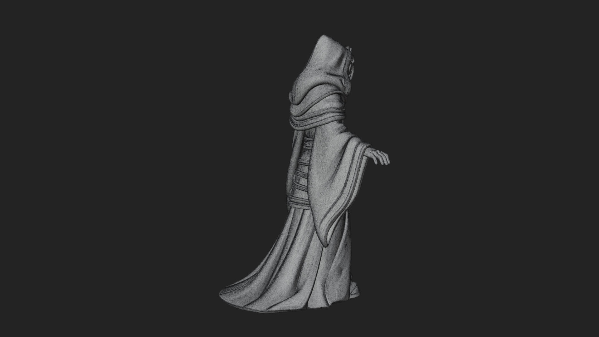 Hooded Wizard with Staff Statue Design 13 3D Print Model 3D Model