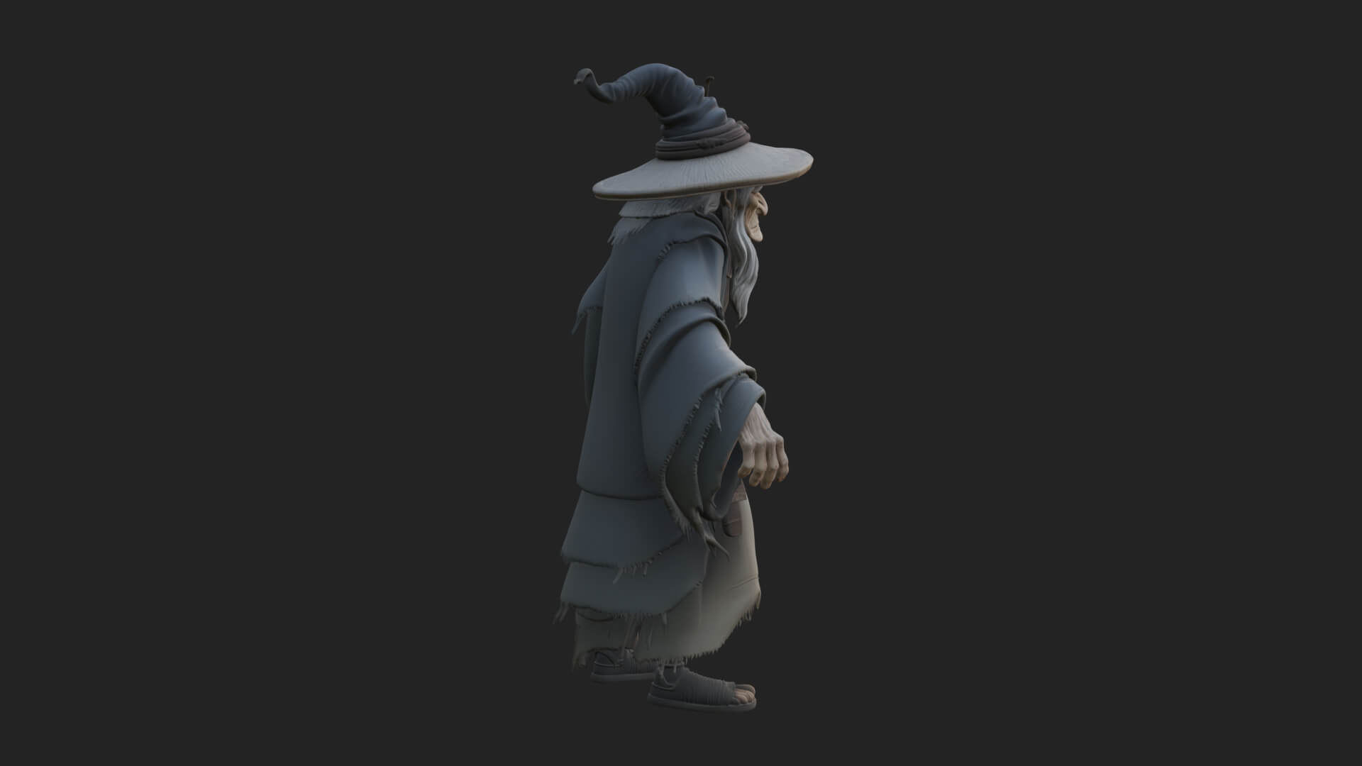 Hooded Wizard with Staff Statue Design 14 3D Print Model 3D Model