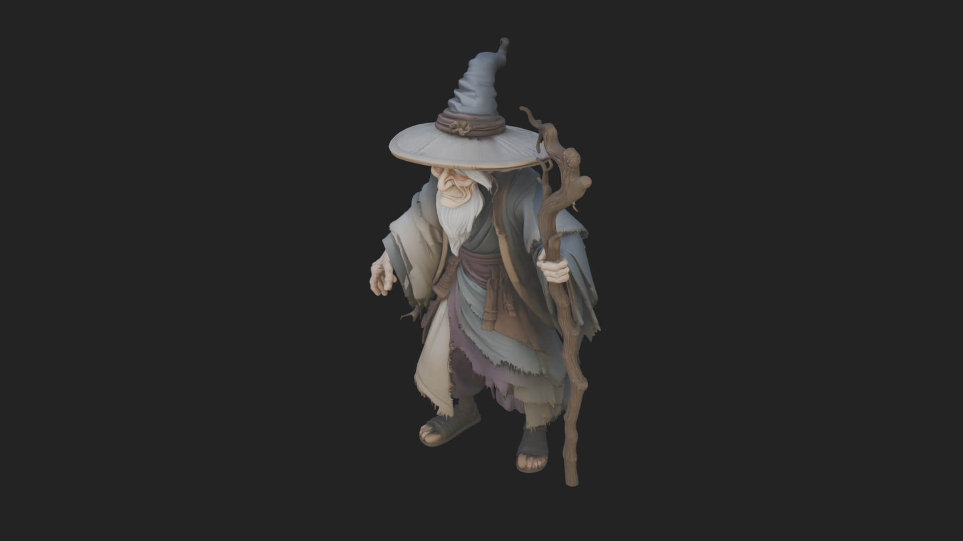 Hooded Wizard with Staff Statue Design 14 3D Print Model 3D Model