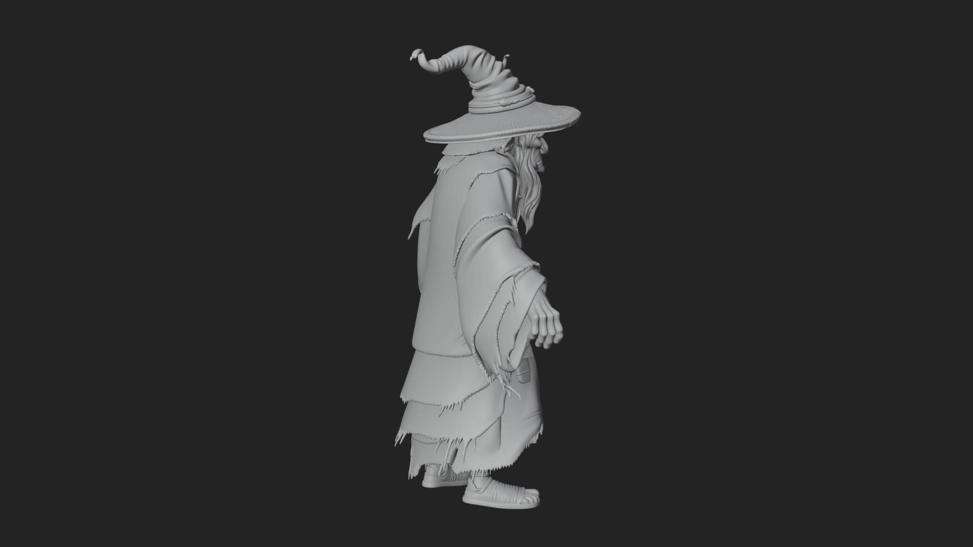 Hooded Wizard with Staff Statue Design 14 3D Print Model 3D Model