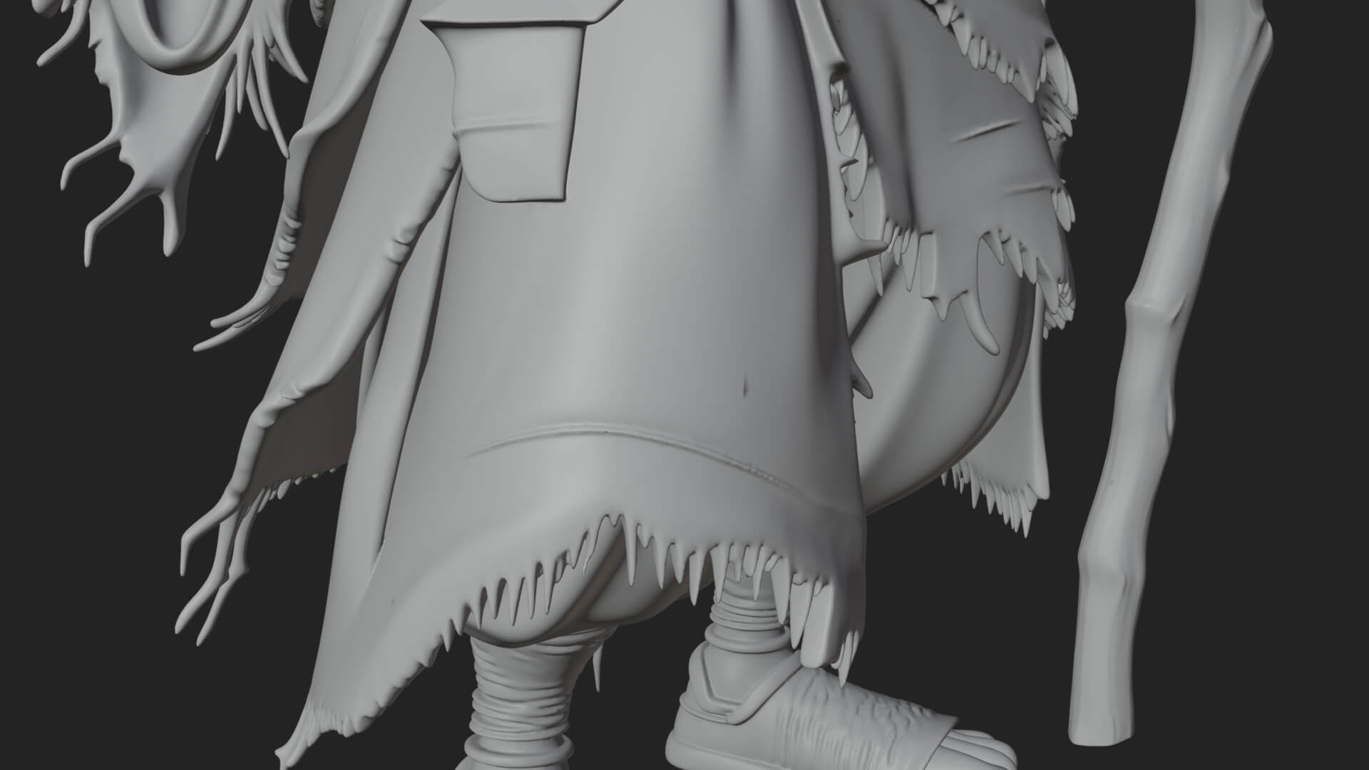 Hooded Wizard with Staff Statue Design 14 3D Print Model 3D Model