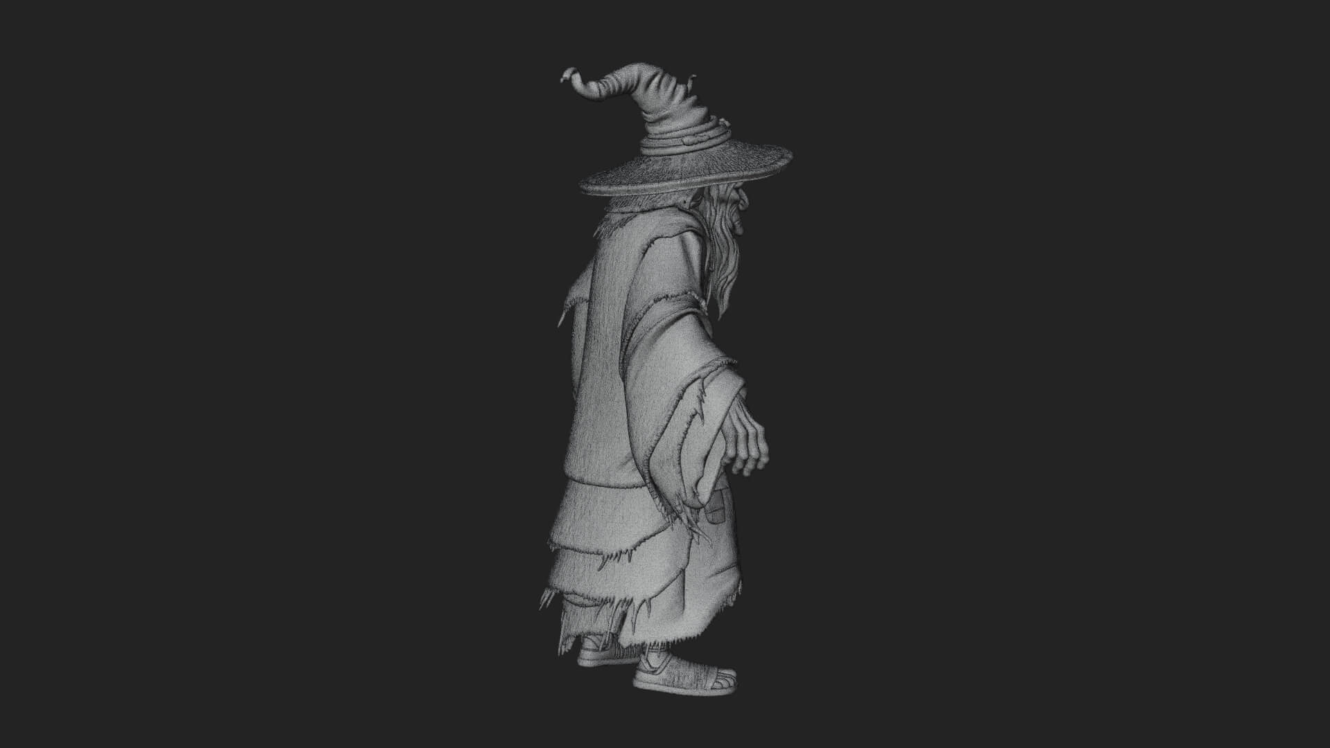 Hooded Wizard with Staff Statue Design 14 3D Print Model 3D Model